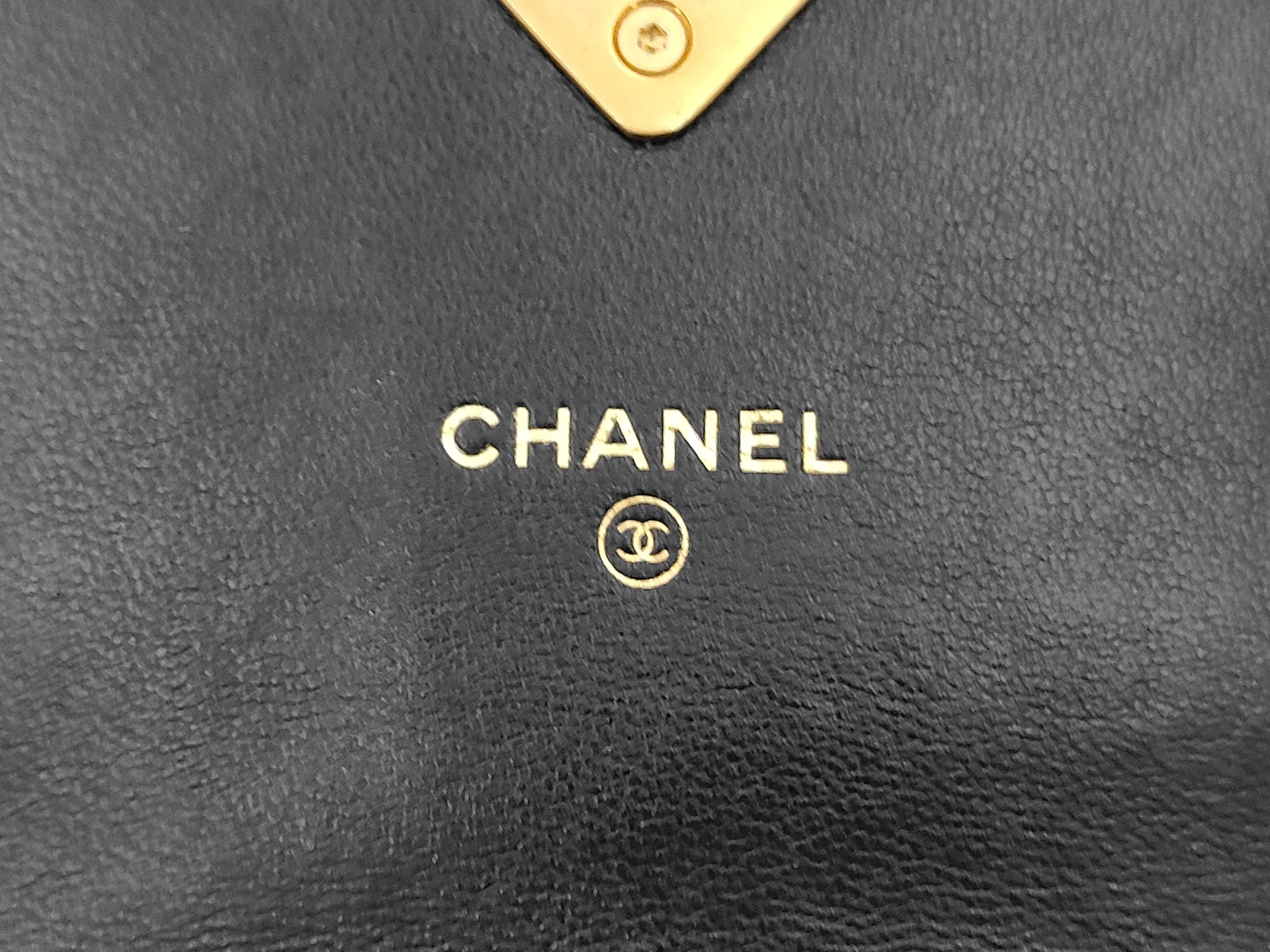 Lambskin Chain Phone Shoulder Bag (Black) — view 10