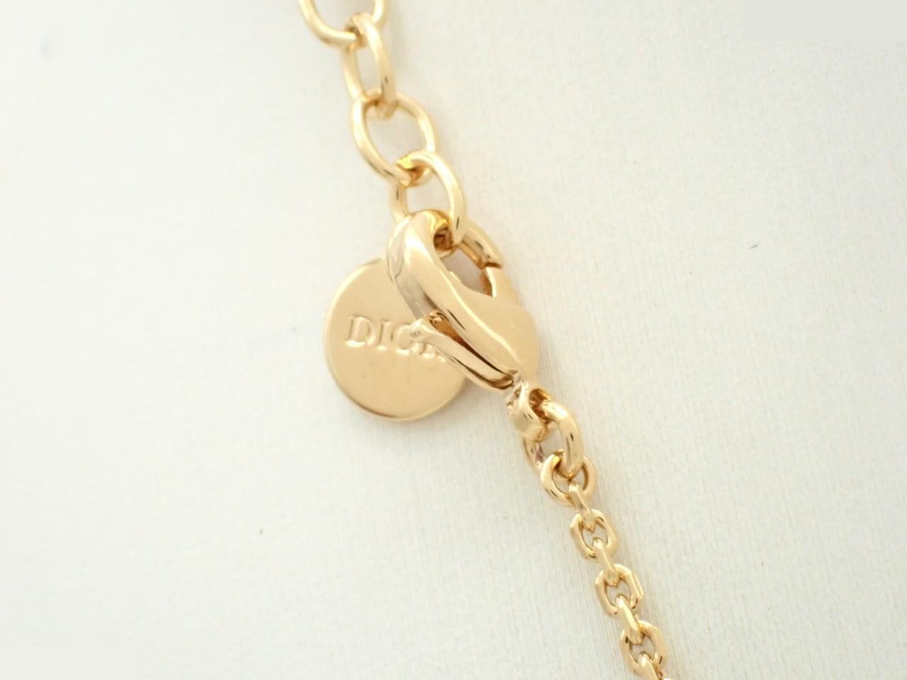 CD logo heart pearl necklace, white x gold — view 2