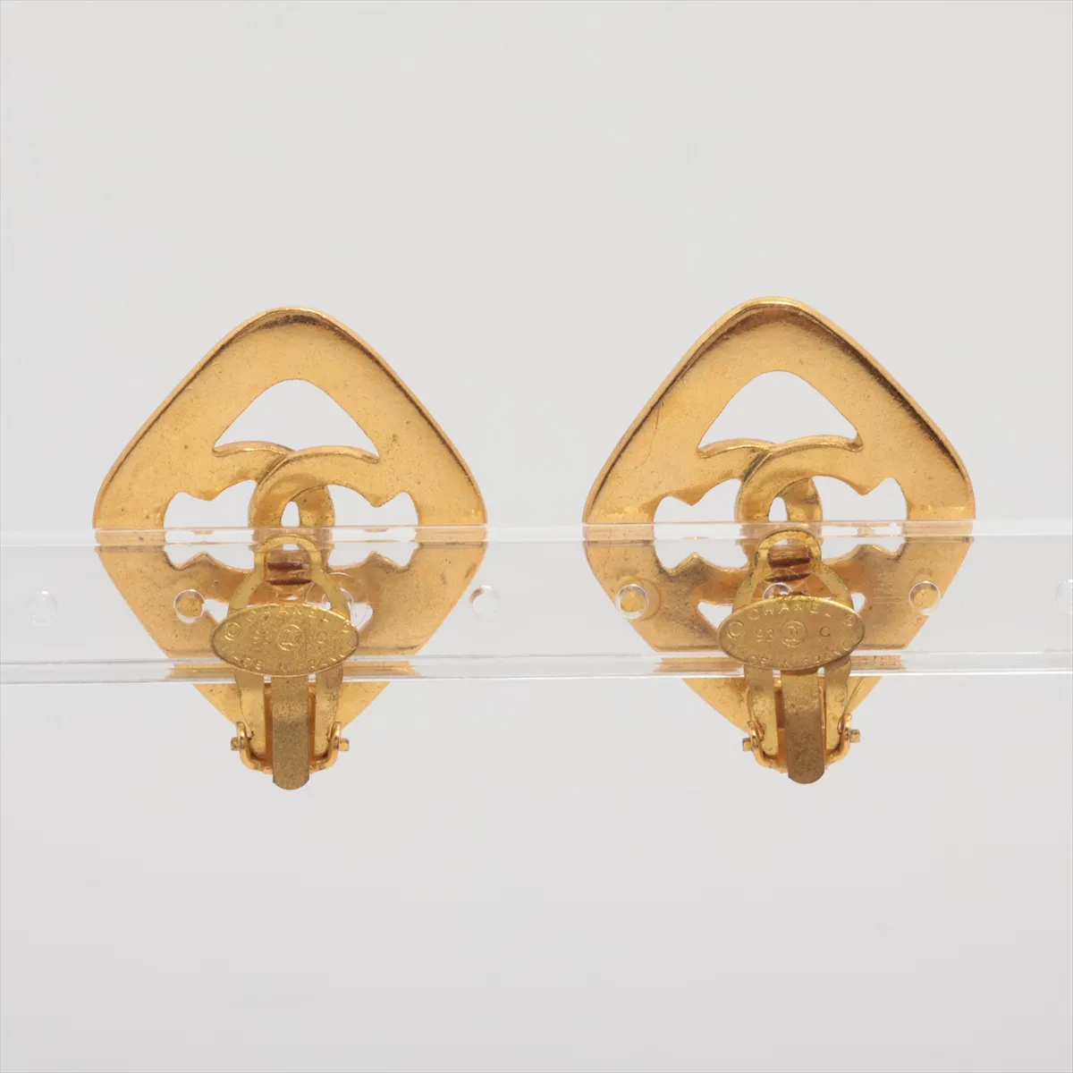 Coco Mark 93C Earrings (Pair) GP Gold x White. Shows signs of wear, — view 2