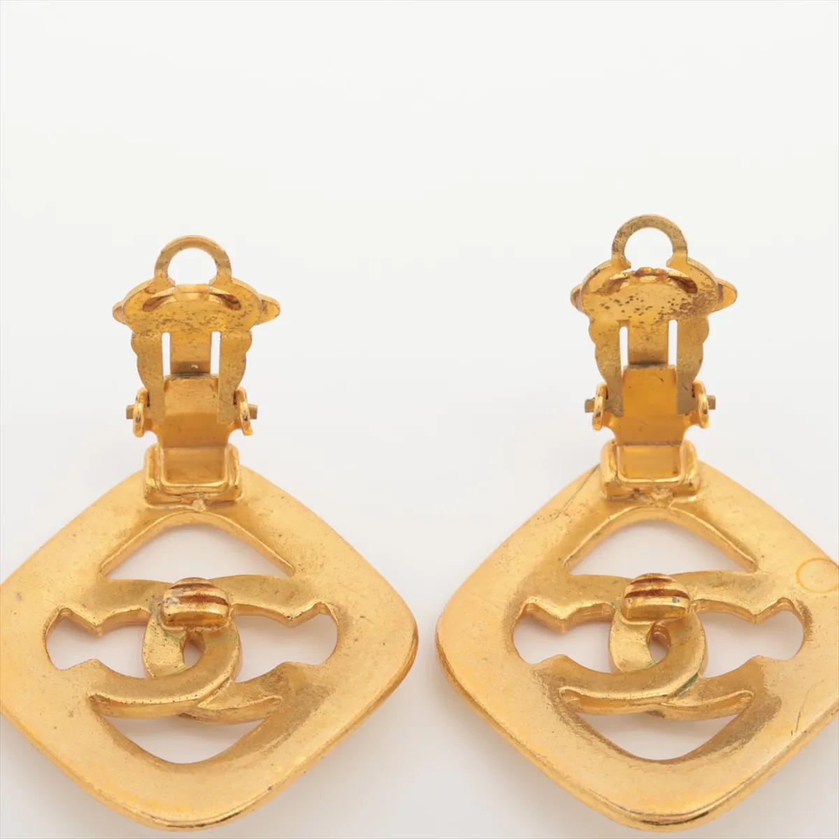Coco Mark 93C Earrings (Pair) GP Gold x White. Shows signs of wear, — view 4