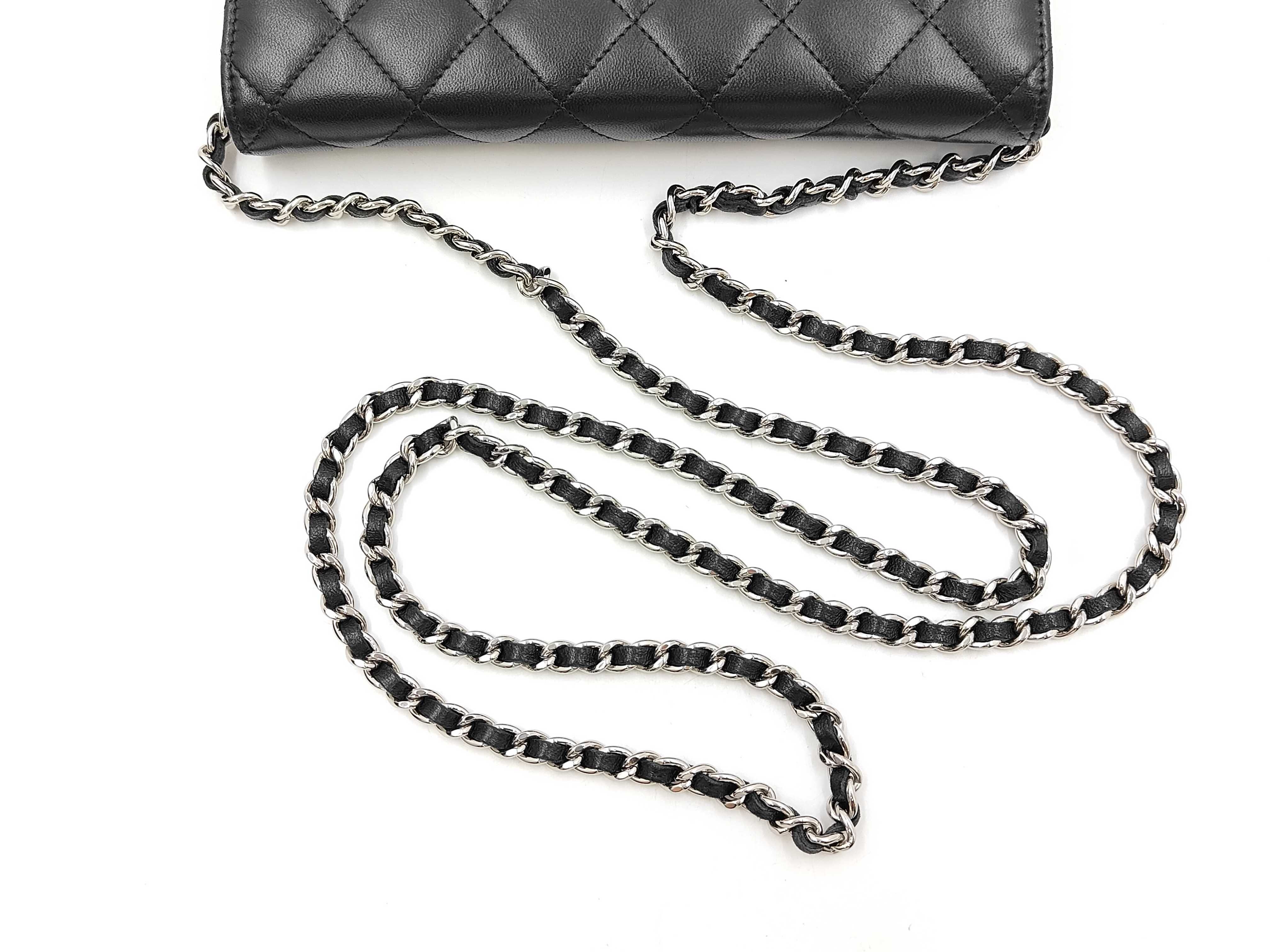 Chain Wallet, Lambskin, Black with Silver Hardware, AP0250, Shoulder Bag — view 3