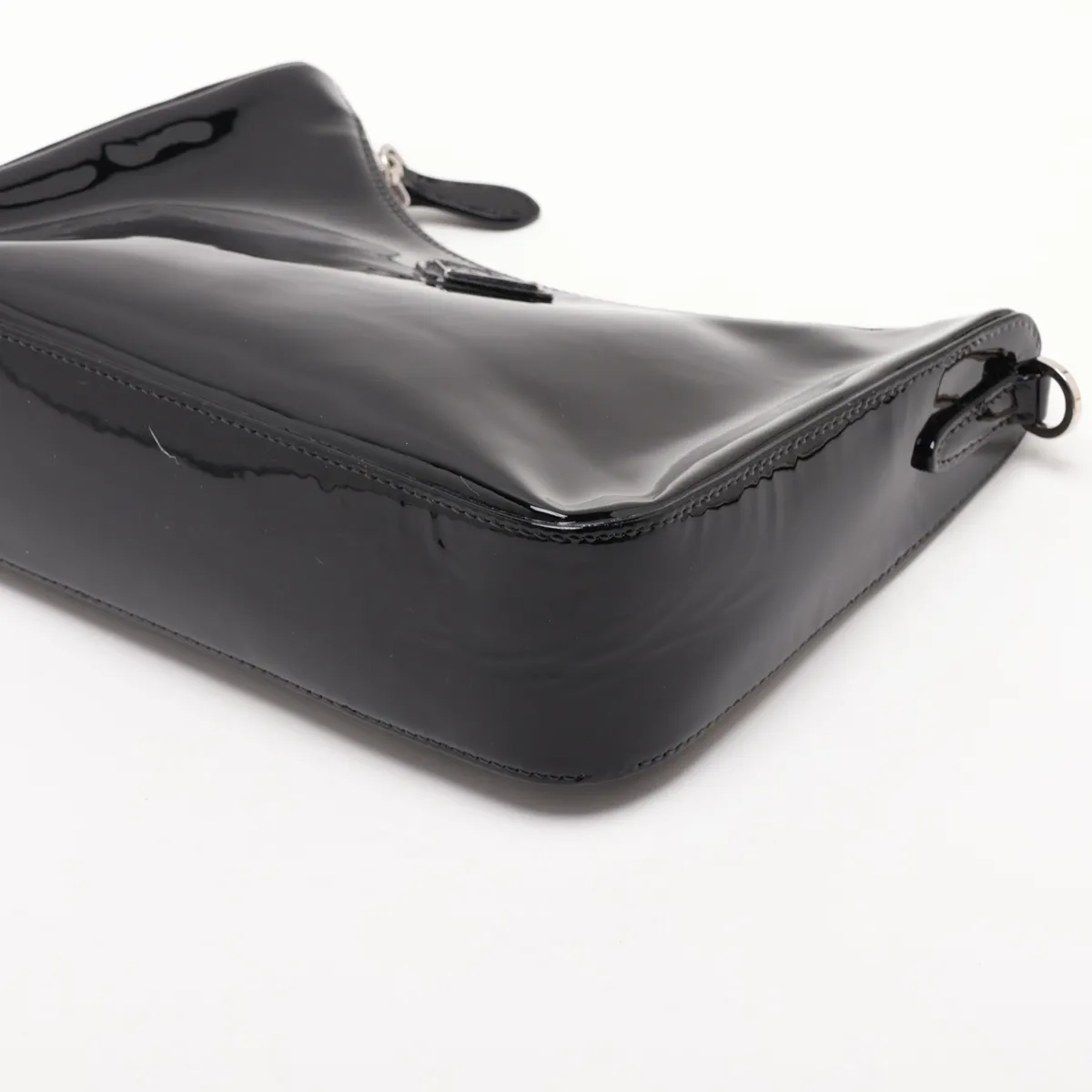 Patent Leather 2-Way Shoulder Bag, Black — view 3