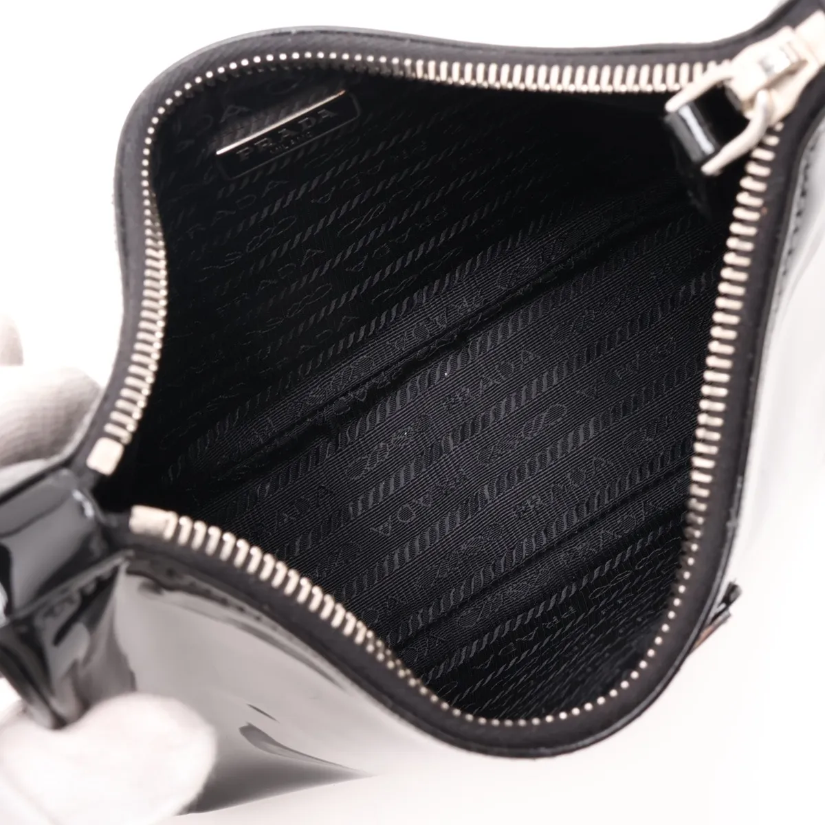 Patent Leather 2-Way Shoulder Bag, Black — view 6