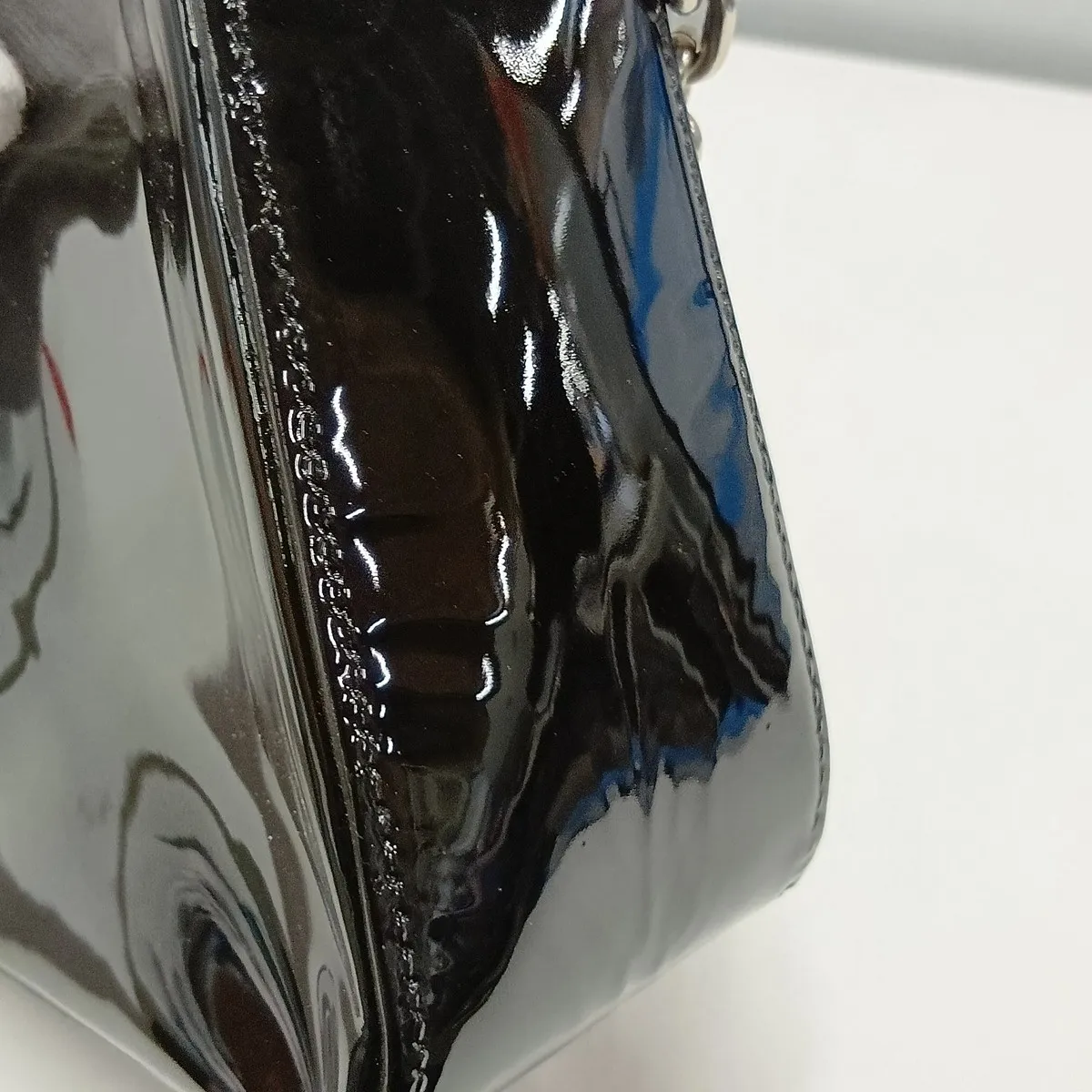 Patent Leather 2-Way Shoulder Bag, Black — view 8