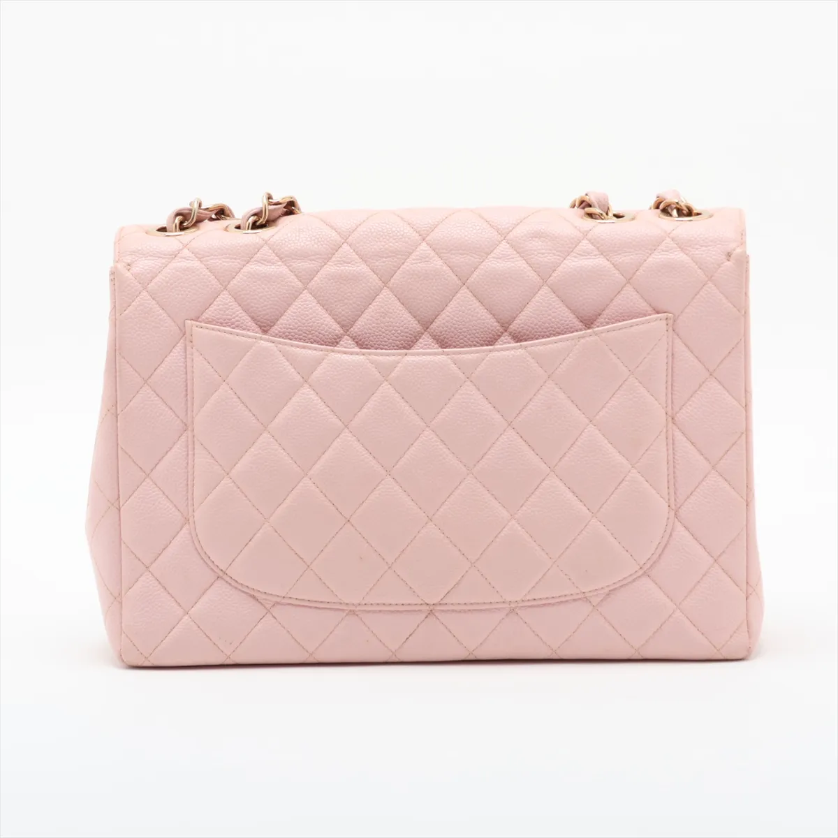 Large Matelassé 30 Caviar Skin Single Flap Double Chain Bag, Pink, 7557785, Series 7, A11869 — view 2