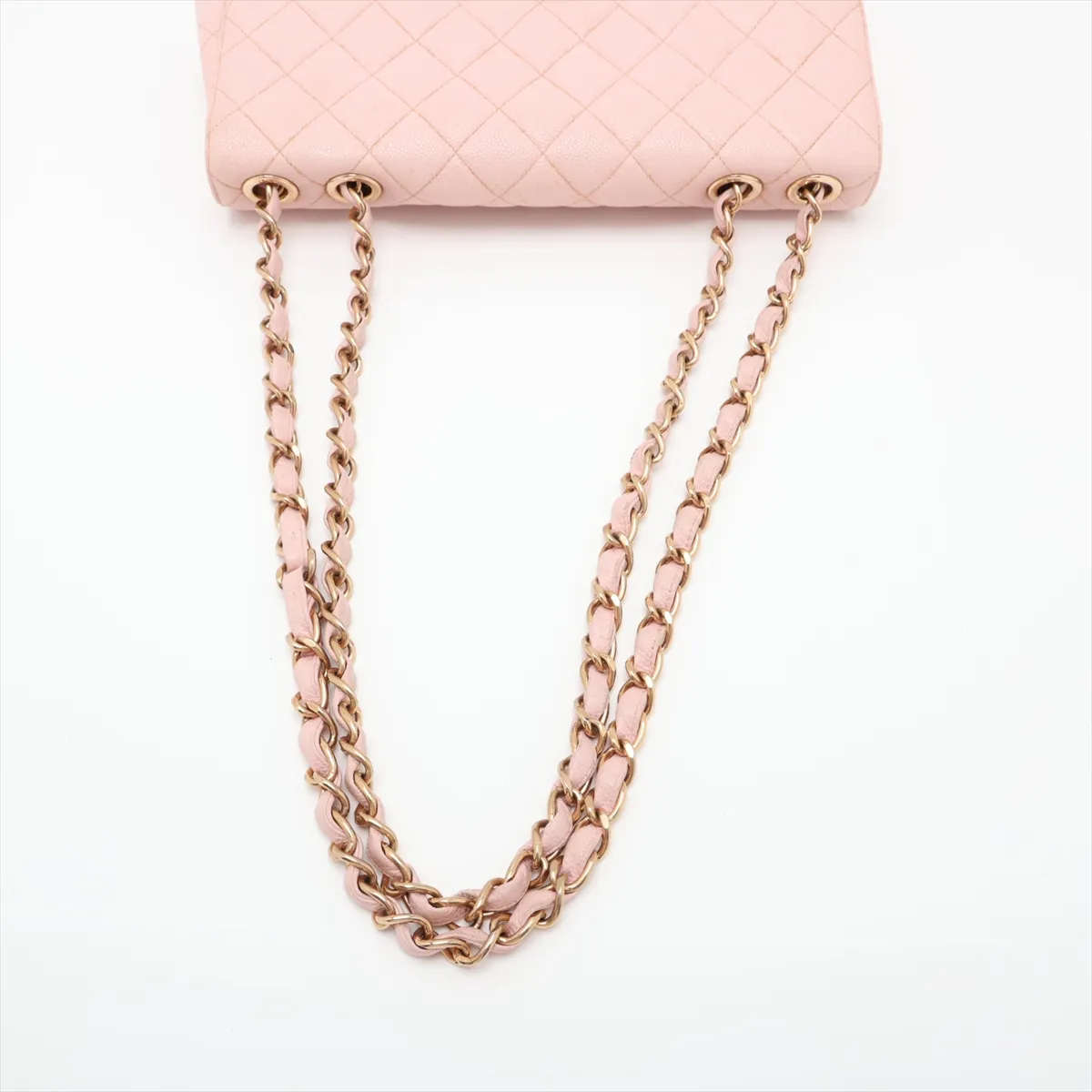 Large Matelassé 30 Caviar Skin Single Flap Double Chain Bag, Pink, 7557785, Series 7, A11869 — view 5