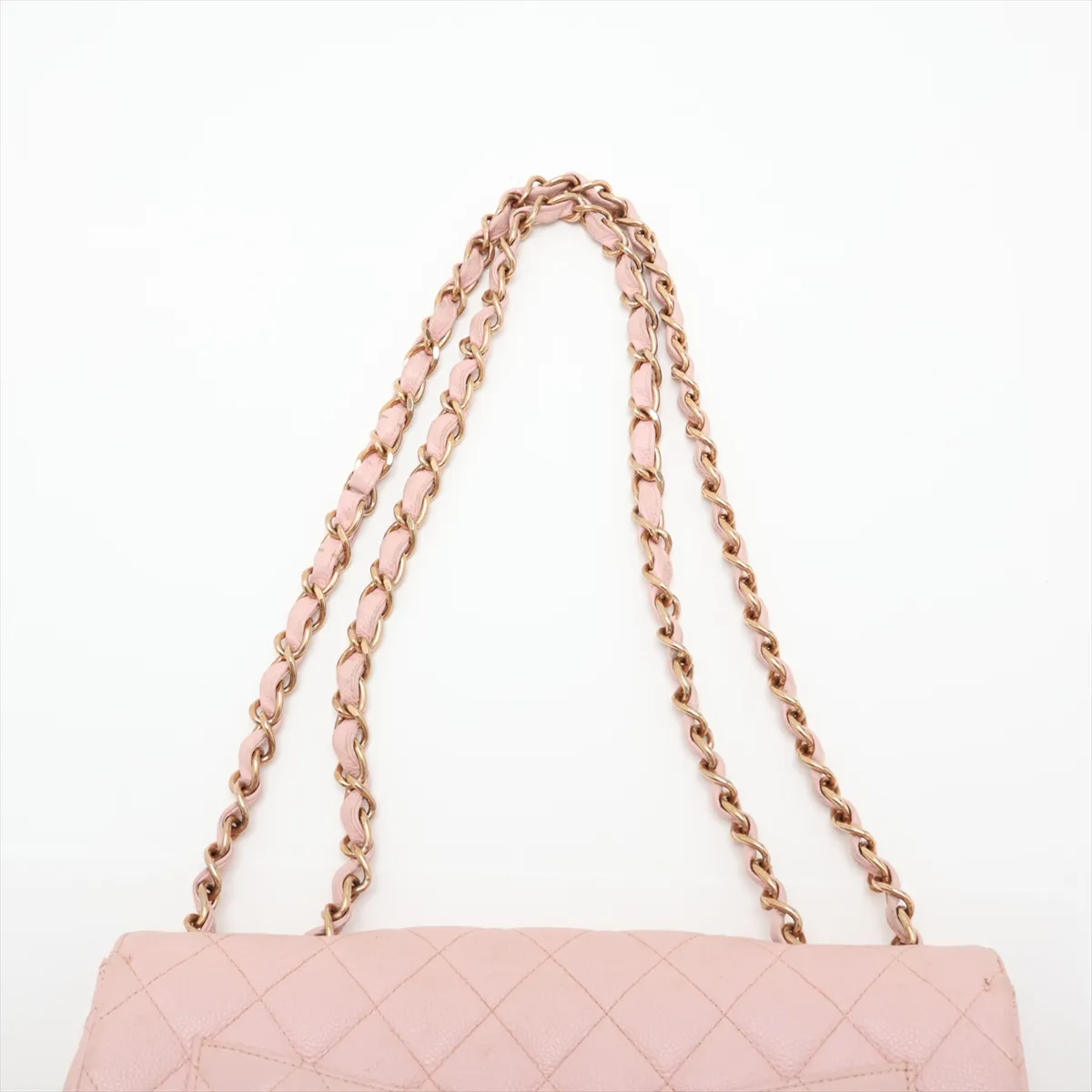 Large Matelassé 30 Caviar Skin Single Flap Double Chain Bag, Pink, 7557785, Series 7, A11869 — view 6