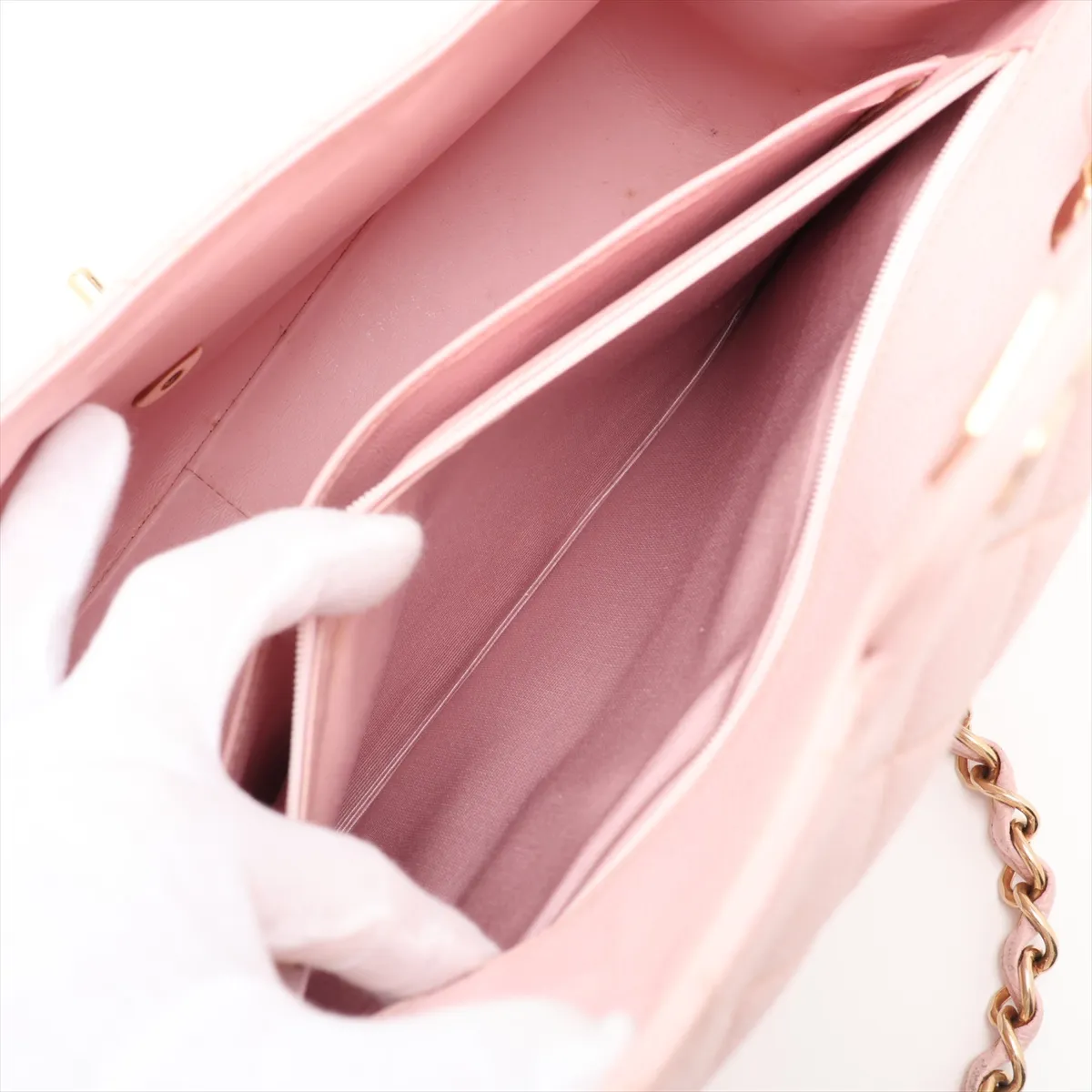 Large Matelassé 30 Caviar Skin Single Flap Double Chain Bag, Pink, 7557785, Series 7, A11869 — view 10