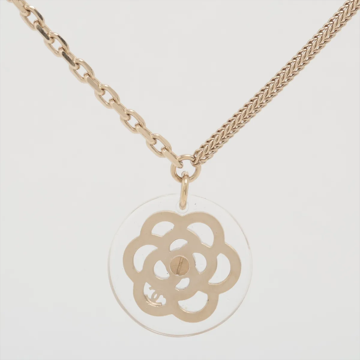 Cocomark Camellia B18B Necklace Resin x GP x Rhinestone Gold — view 2