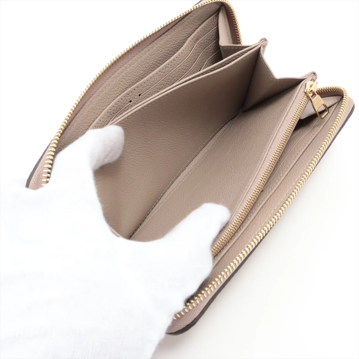 Bicolor Monogram Empreinte Zippy Wallet M28793 Beige Round Zip Wallet (RFID detected) — view 7