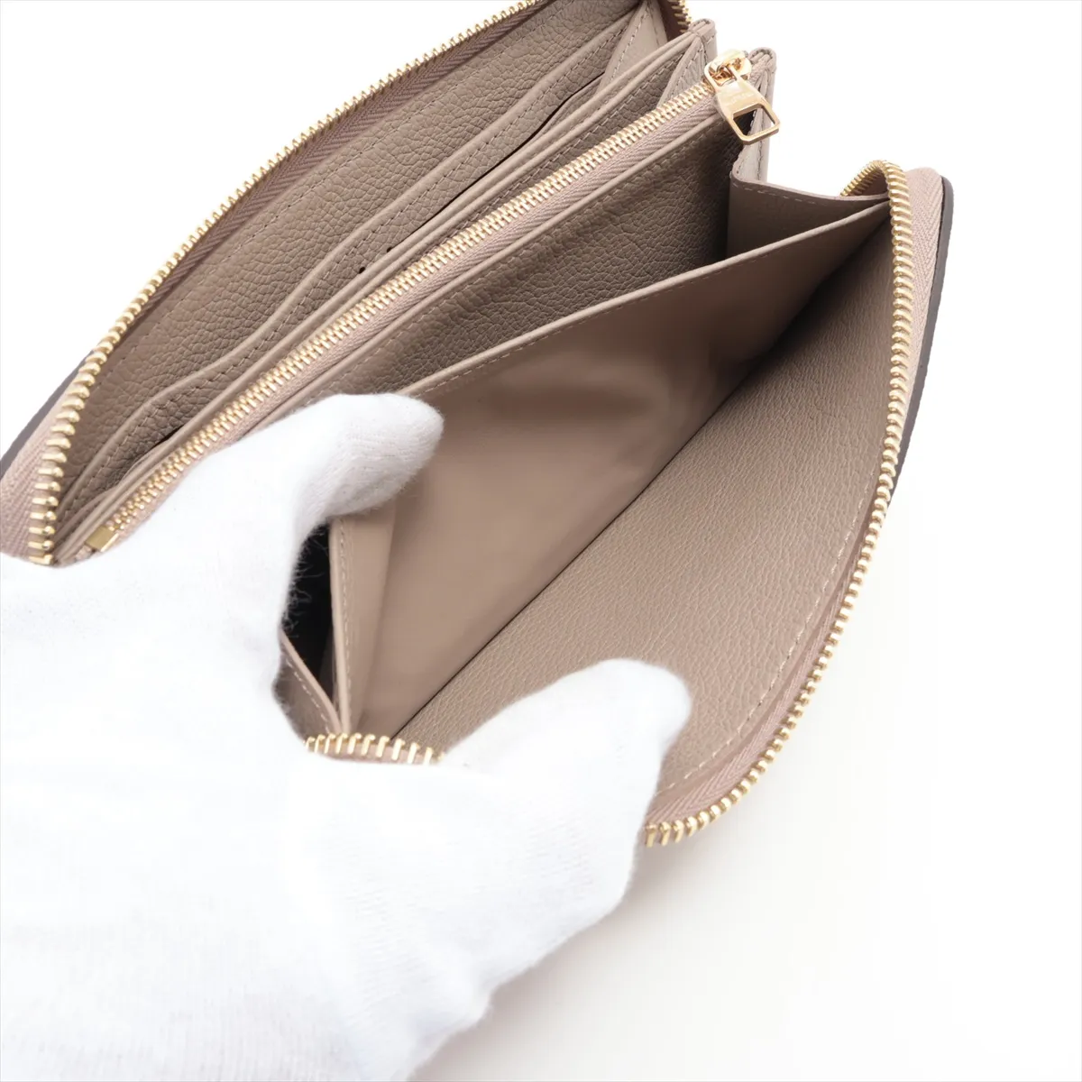 Bicolor Monogram Empreinte Zippy Wallet M28793 Beige Round Zip Wallet (RFID detected) — view 9