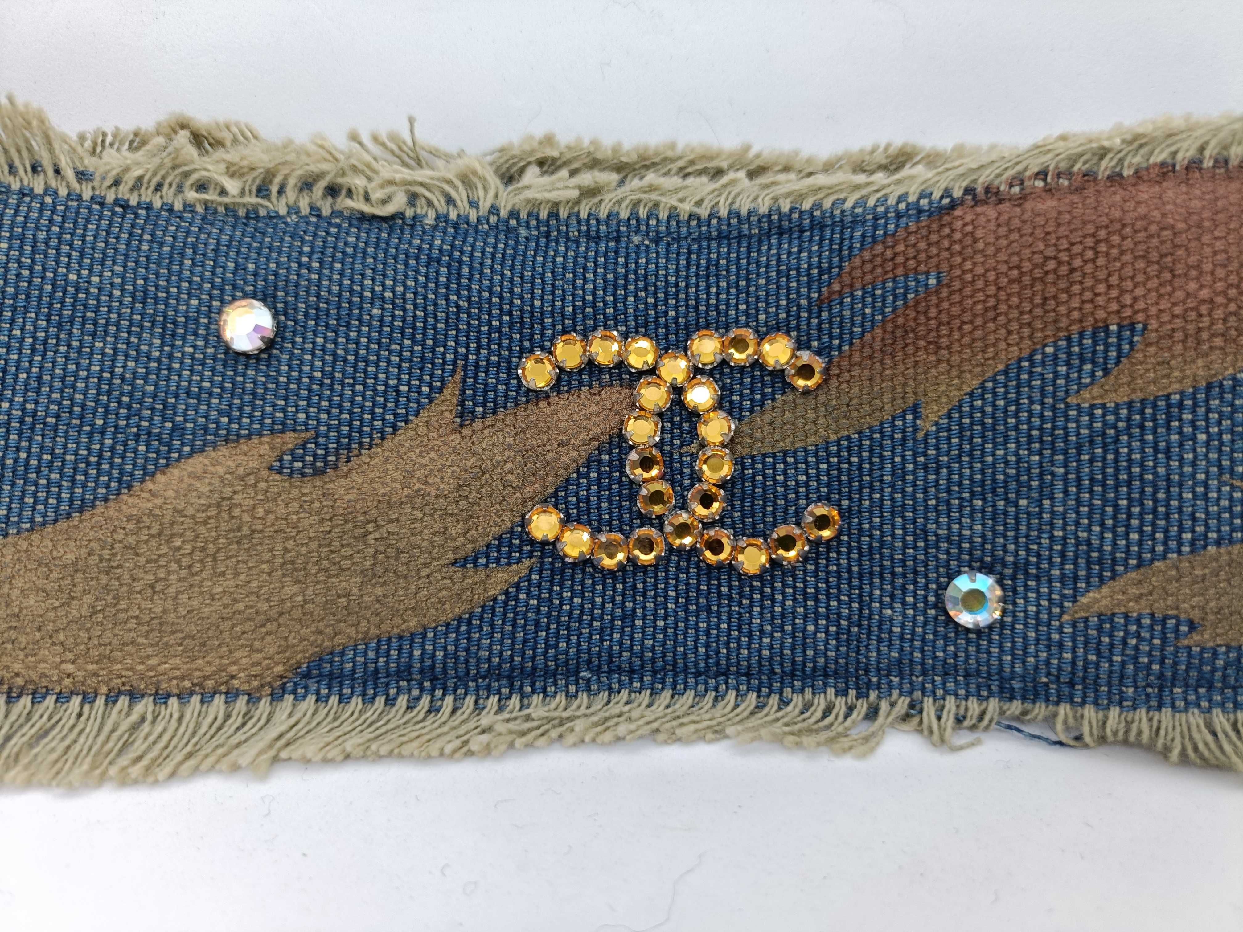 denim rhinestone Coco Mark belt