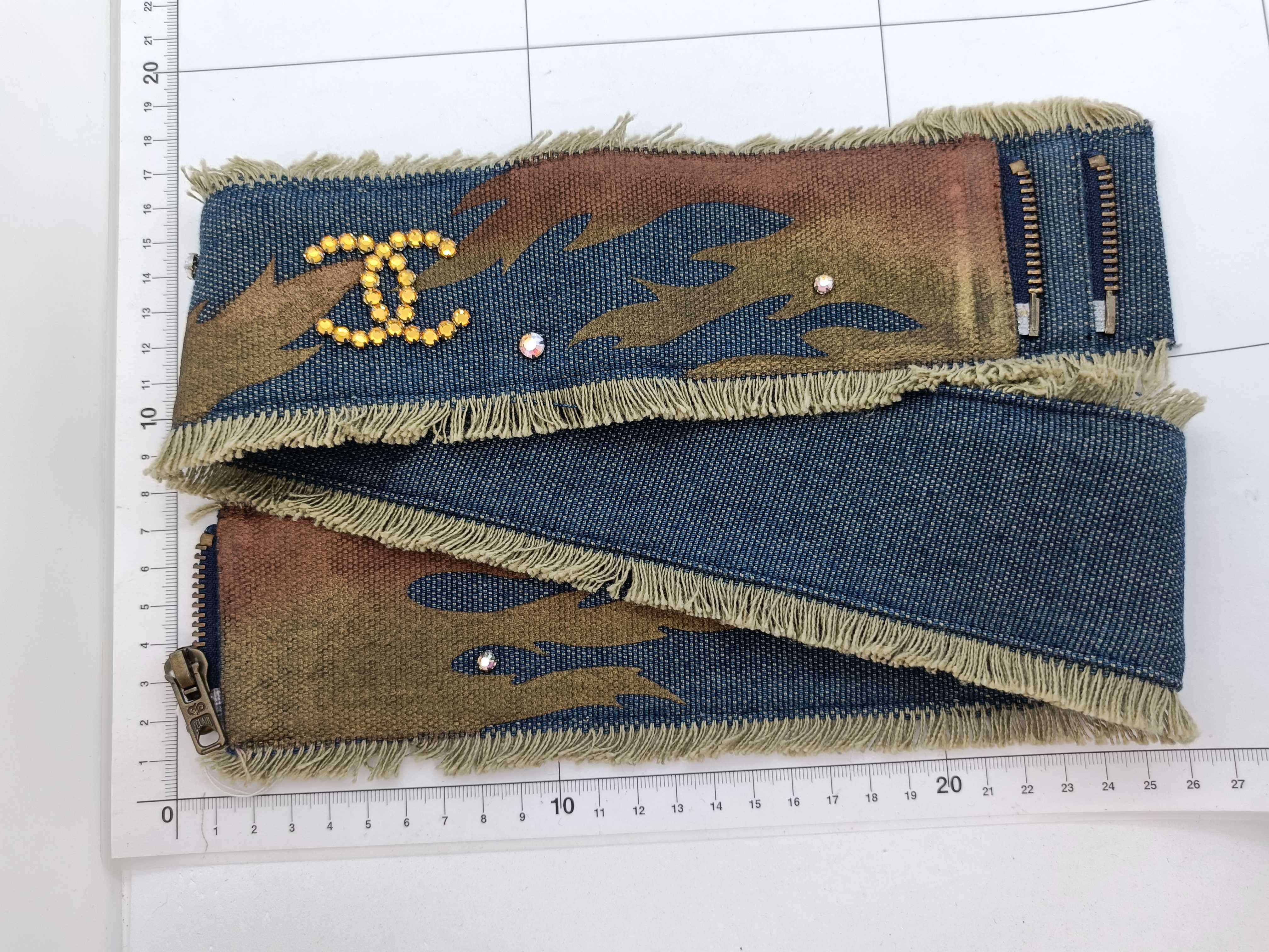 denim rhinestone Coco Mark belt — view 2