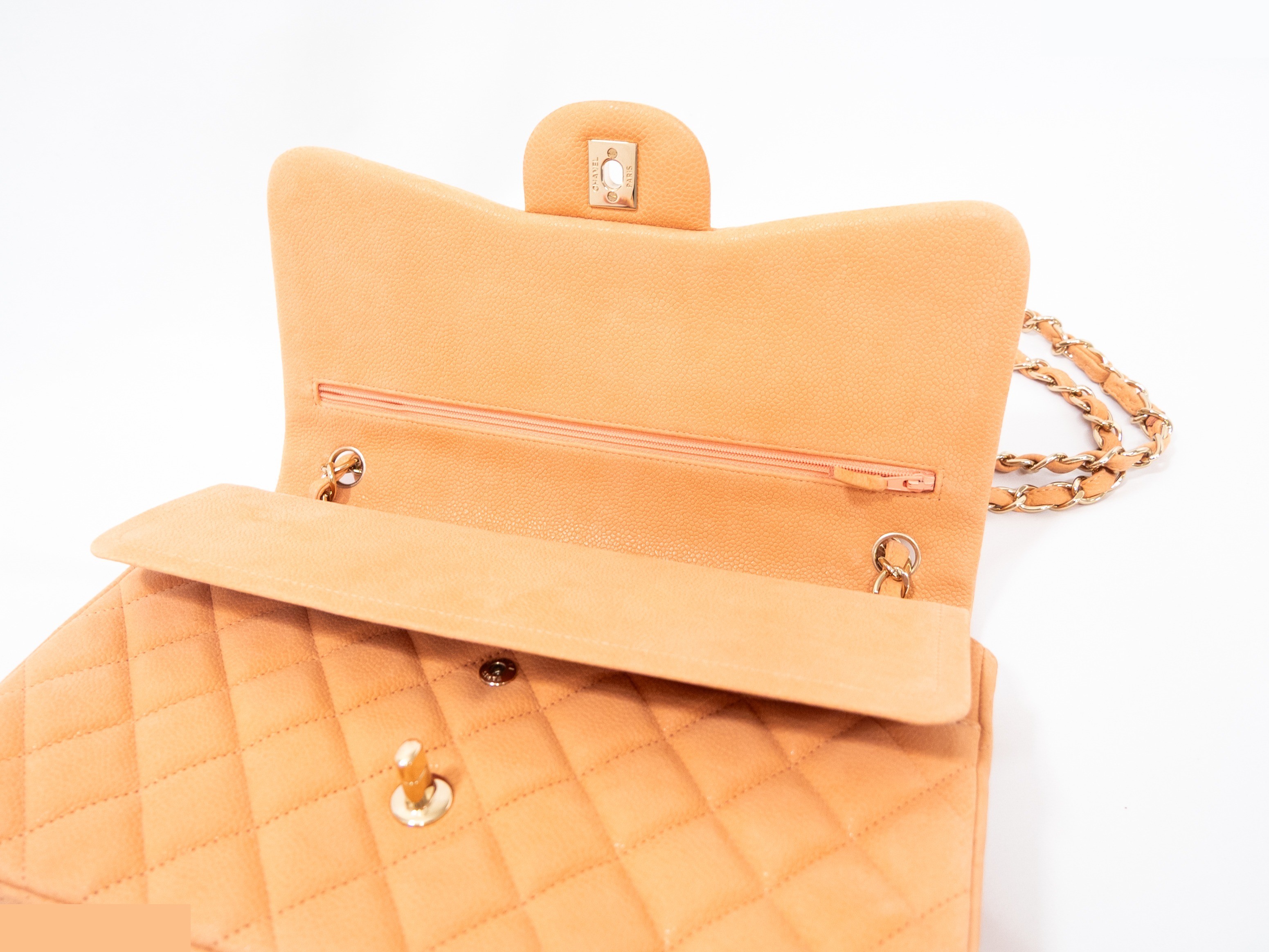 Large Matelassé Seal Card Caviar Skin Double Flap — view 7