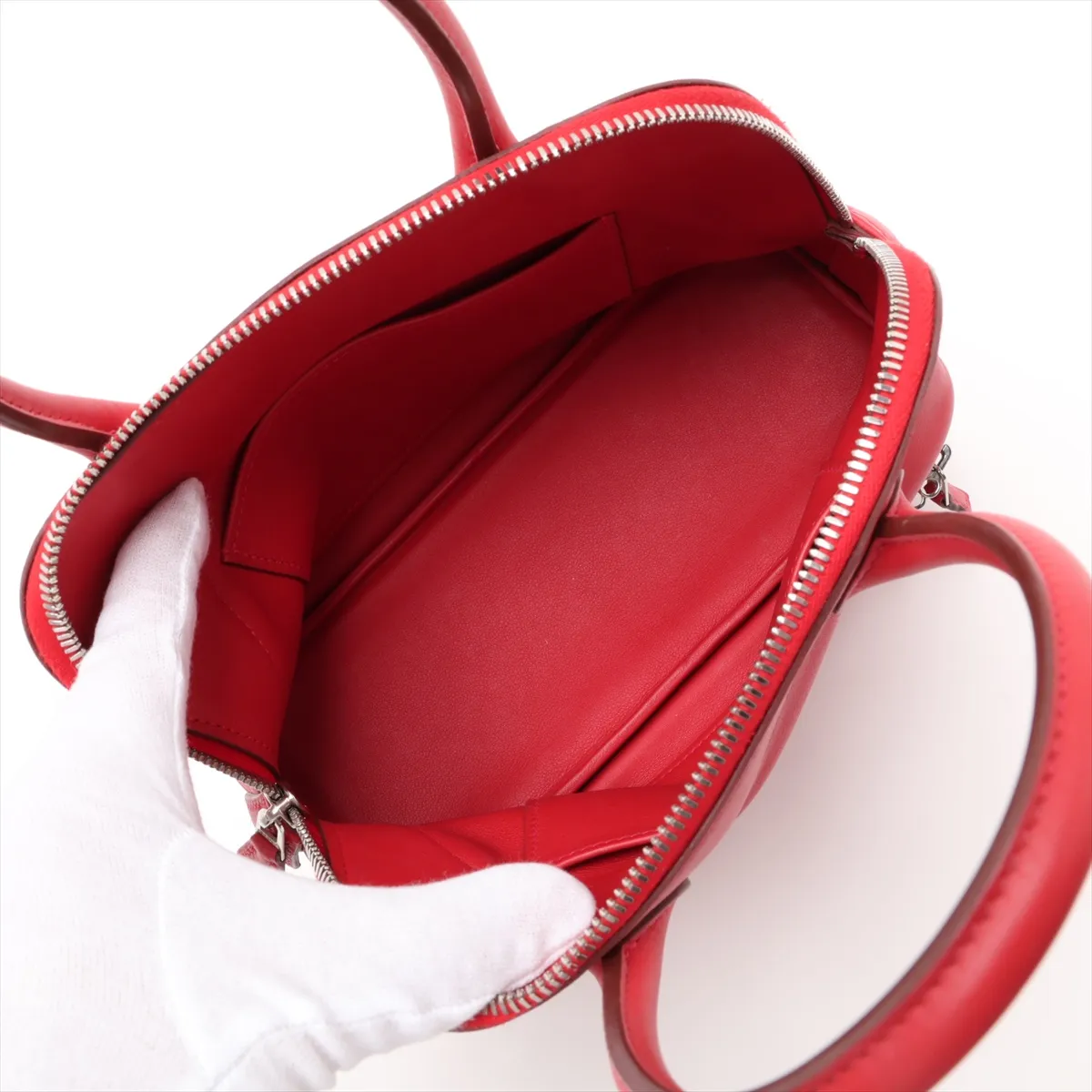 Hermès Bolide Sucré, Veau Swift leather, Rouge Casaque, silver hardware, T: 2015 — view 7