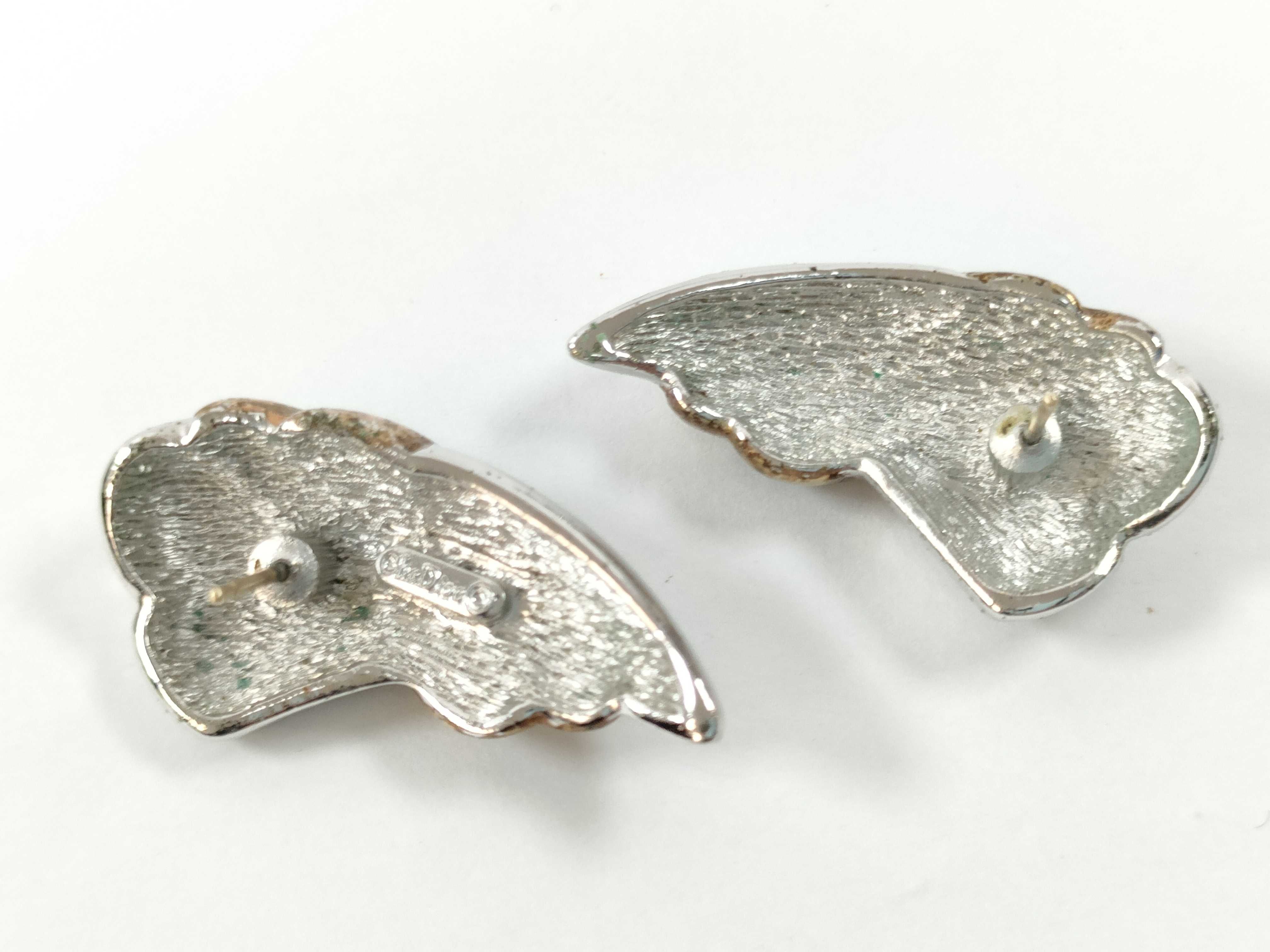 Vintage Rhinestone Silver Gold Earrings — view 3