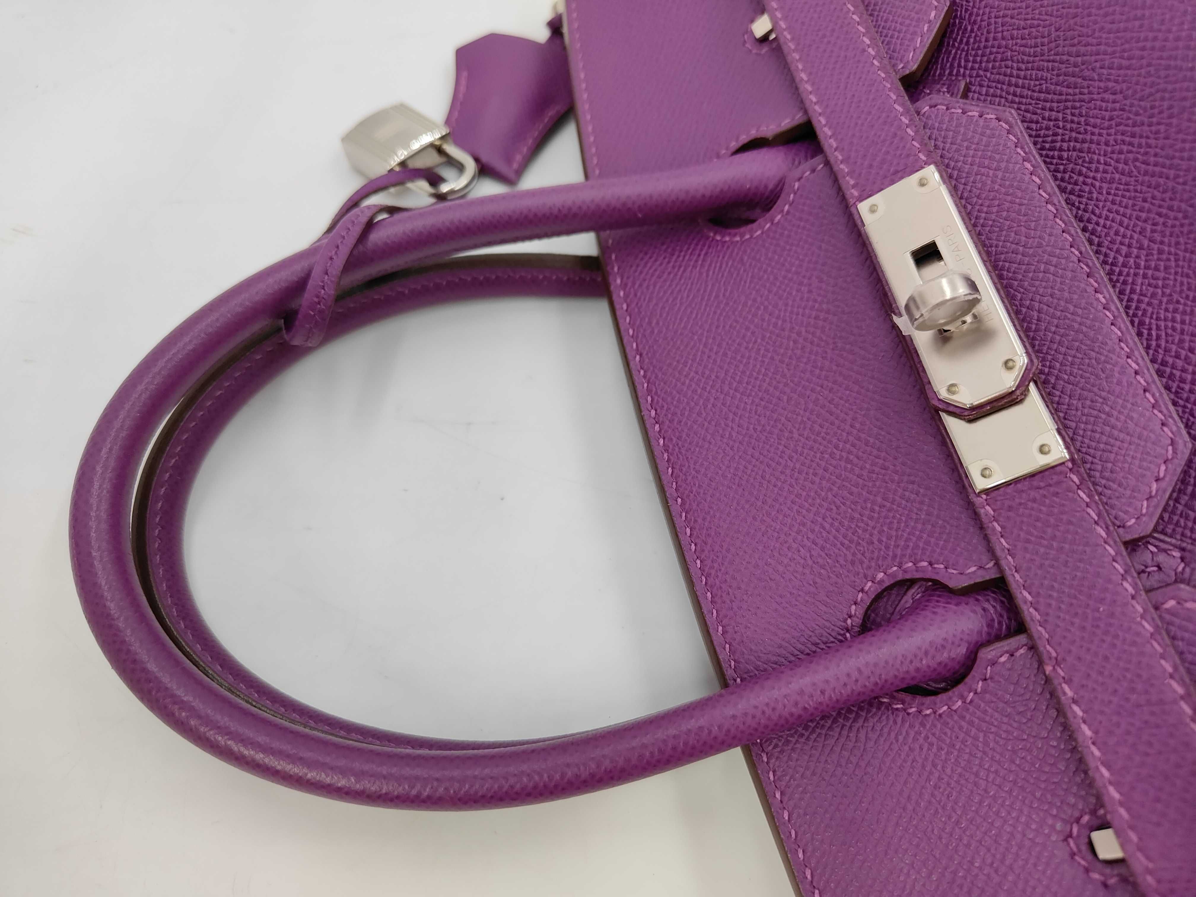 Birkin 30 Purple Handbag with Silver Hardware ( R) — view 5