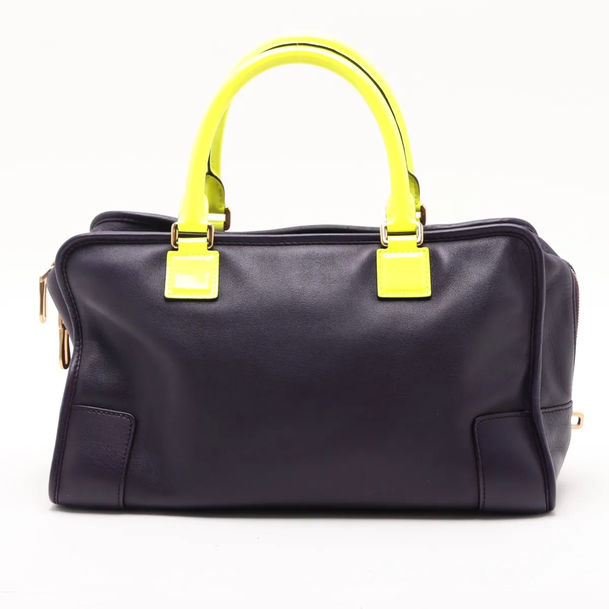 Amazona 36 Leather x Patent Leather Handbag, Purple x Yellow — view 2