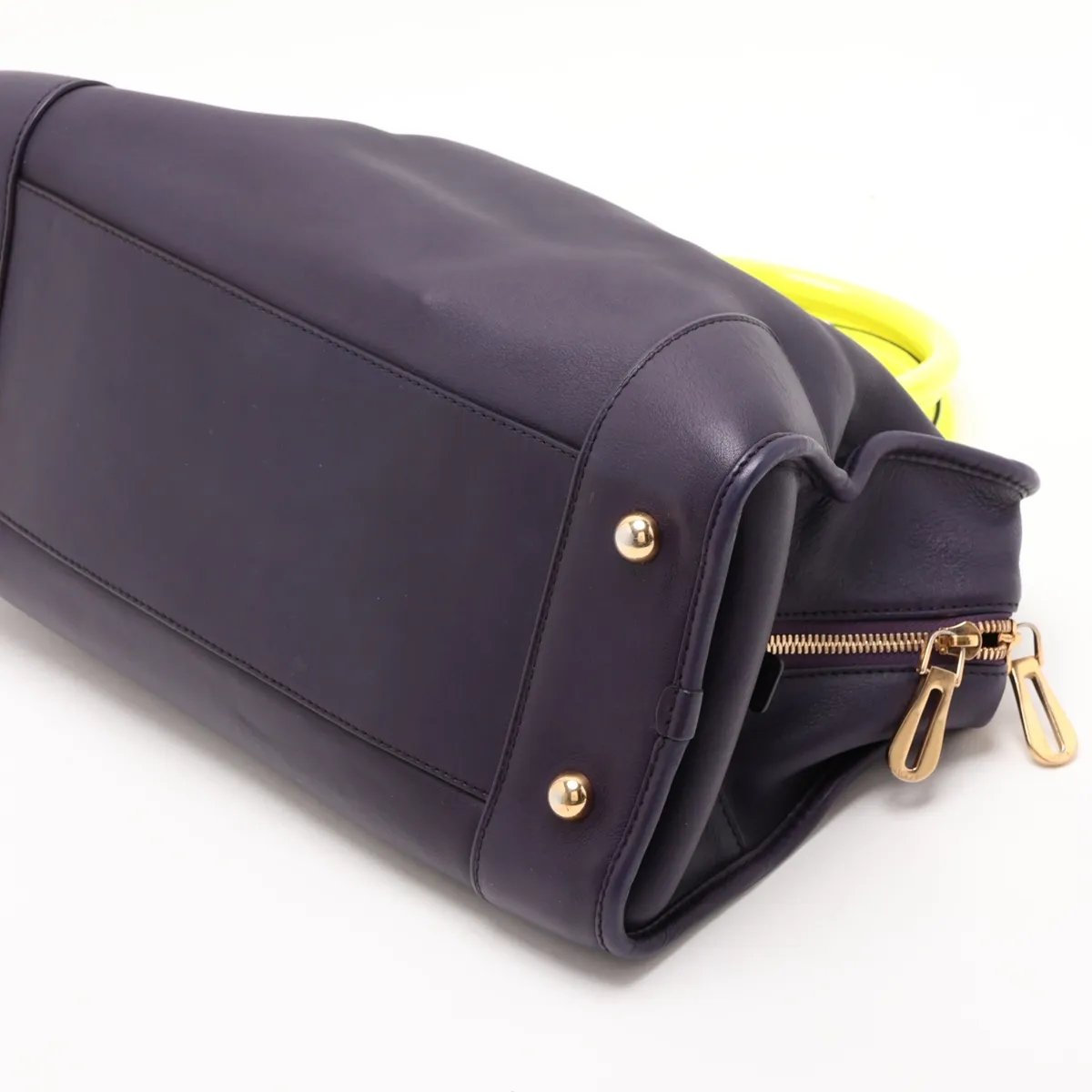 Amazona 36 Leather x Patent Leather Handbag, Purple x Yellow — view 3