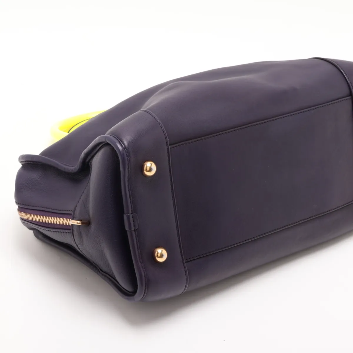 Amazona 36 Leather x Patent Leather Handbag, Purple x Yellow — view 4