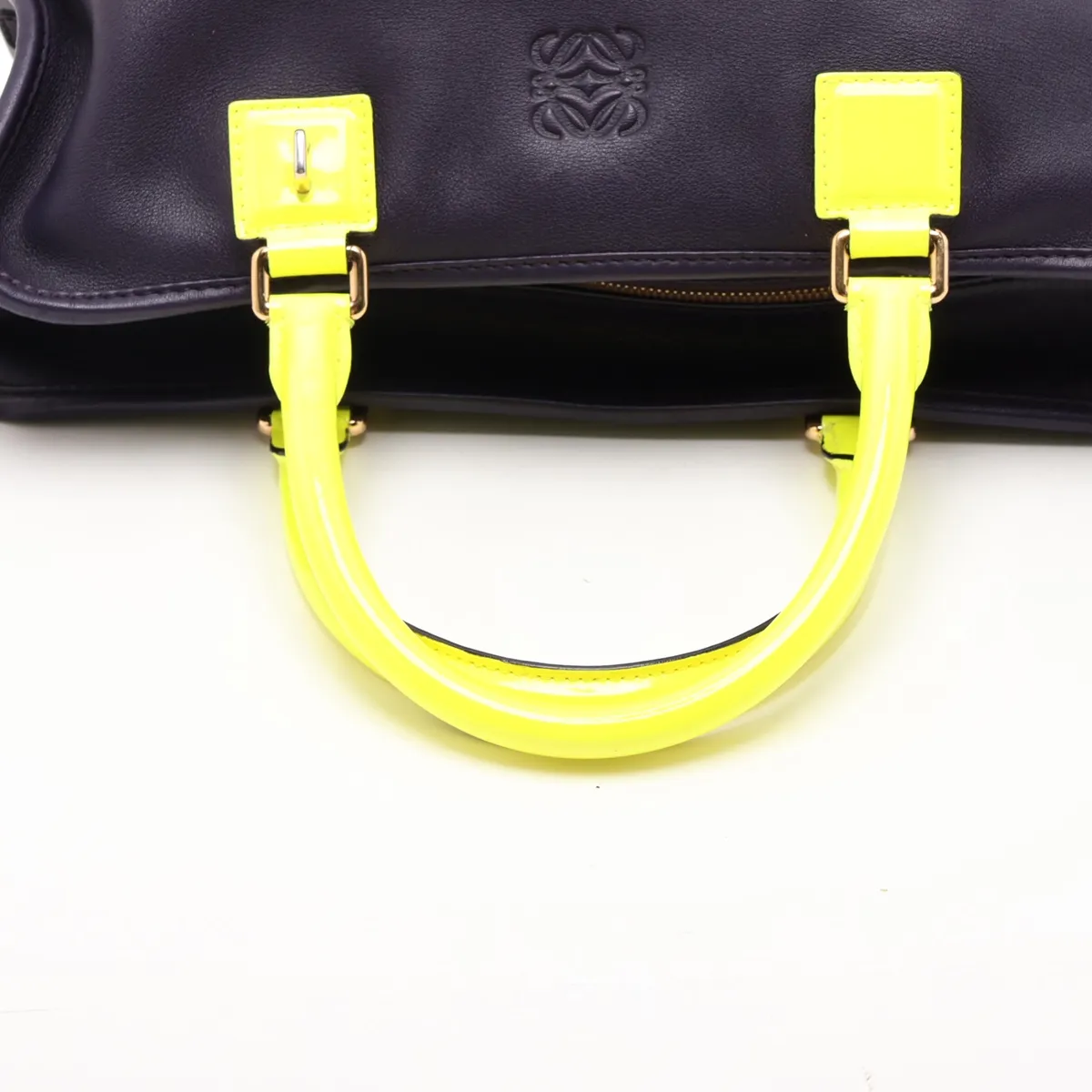 Amazona 36 Leather x Patent Leather Handbag, Purple x Yellow — view 5