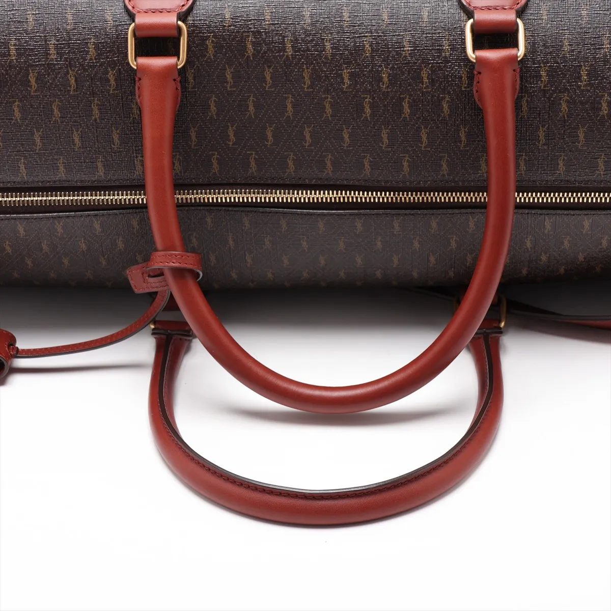 PVC x Leather 2-Way Boston Bag, Brown, 582141 — view 5