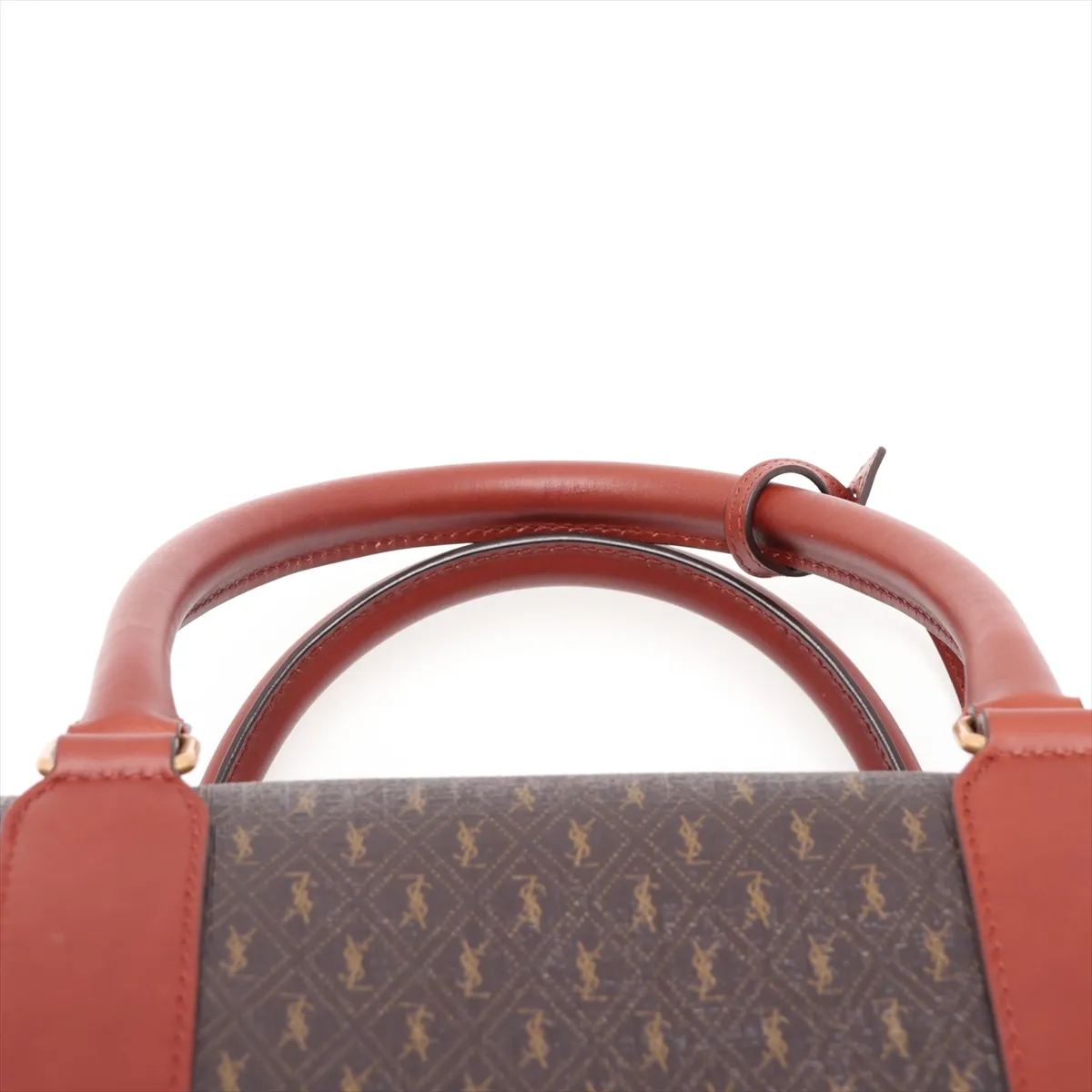 PVC x Leather 2-Way Boston Bag, Brown, 582141 — view 6