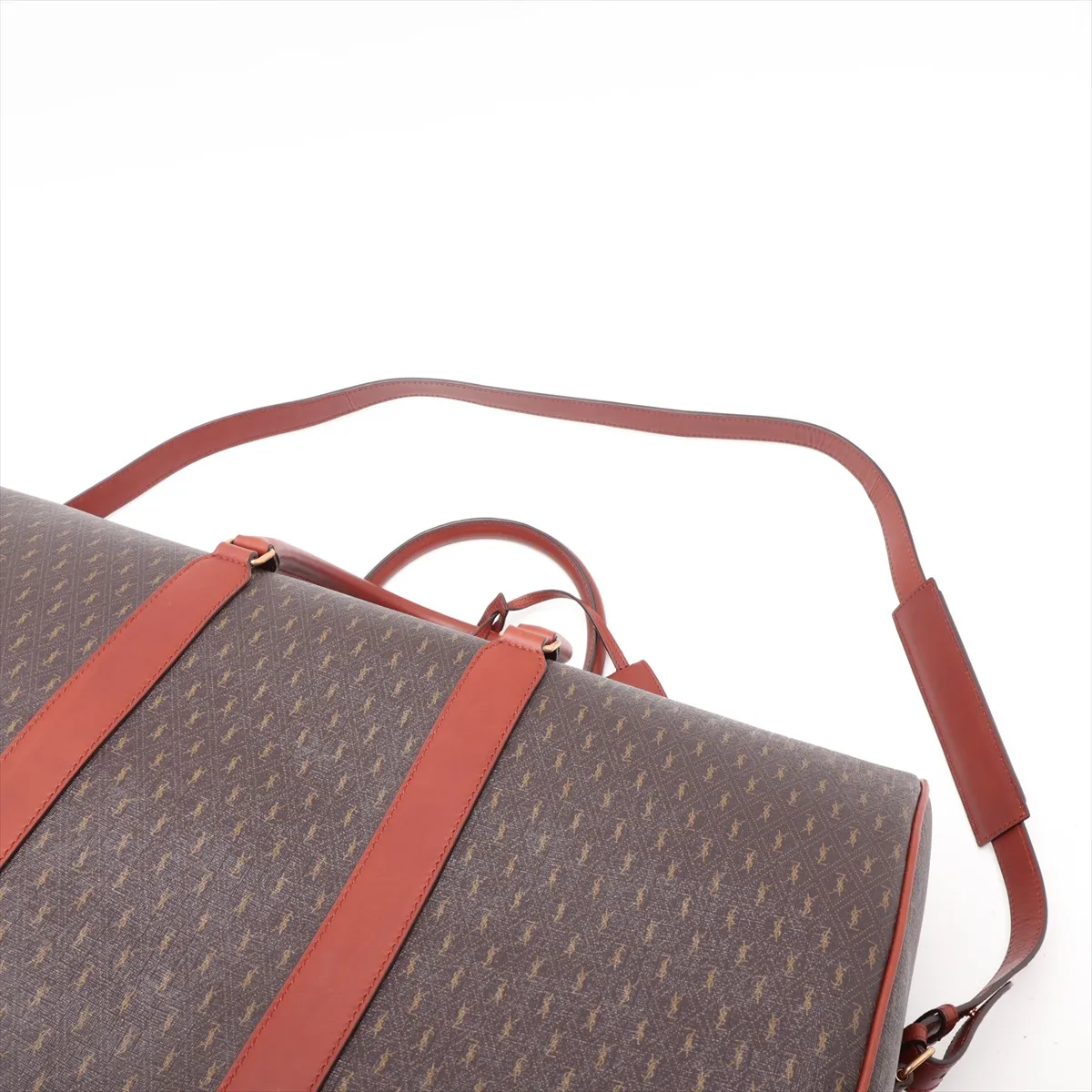 PVC x Leather 2-Way Boston Bag, Brown, 582141 — view 7