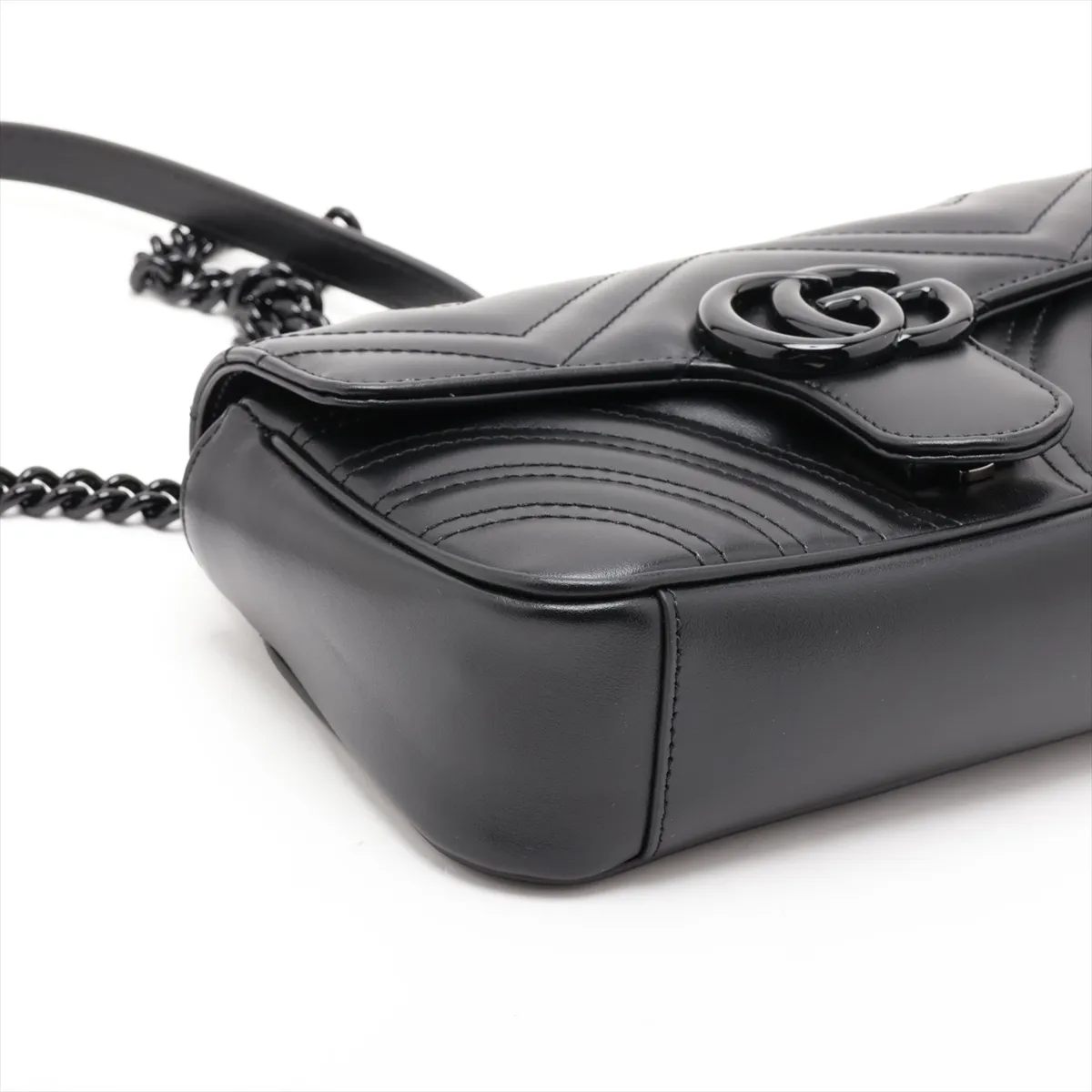 GG Marmont Leather Chain Shoulder Bag, Black, 446744 — view 4