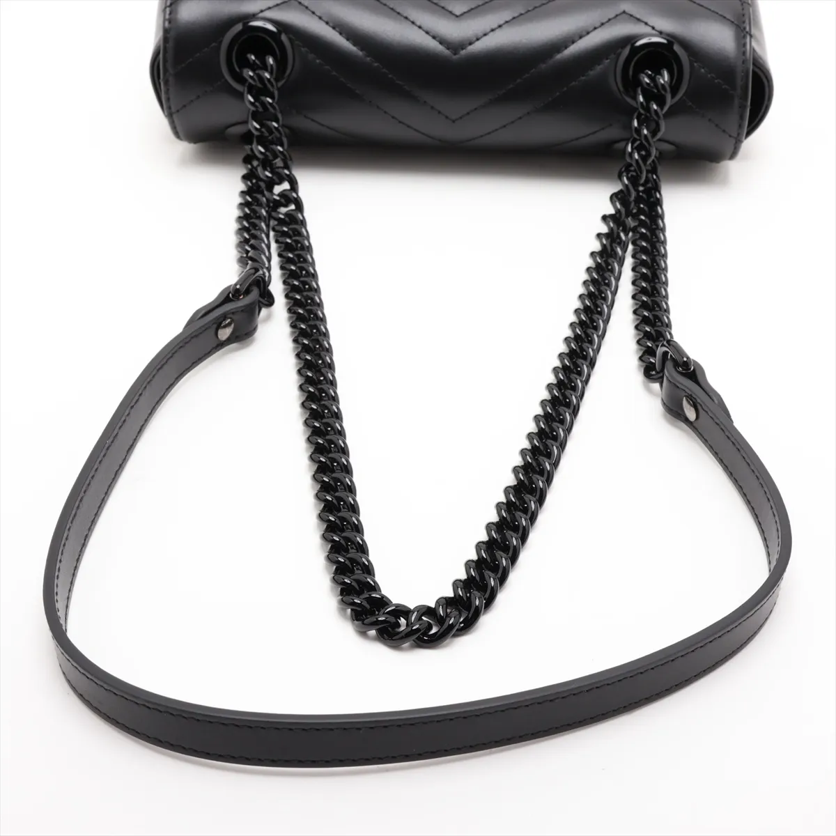 GG Marmont Leather Chain Shoulder Bag, Black, 446744 — view 5
