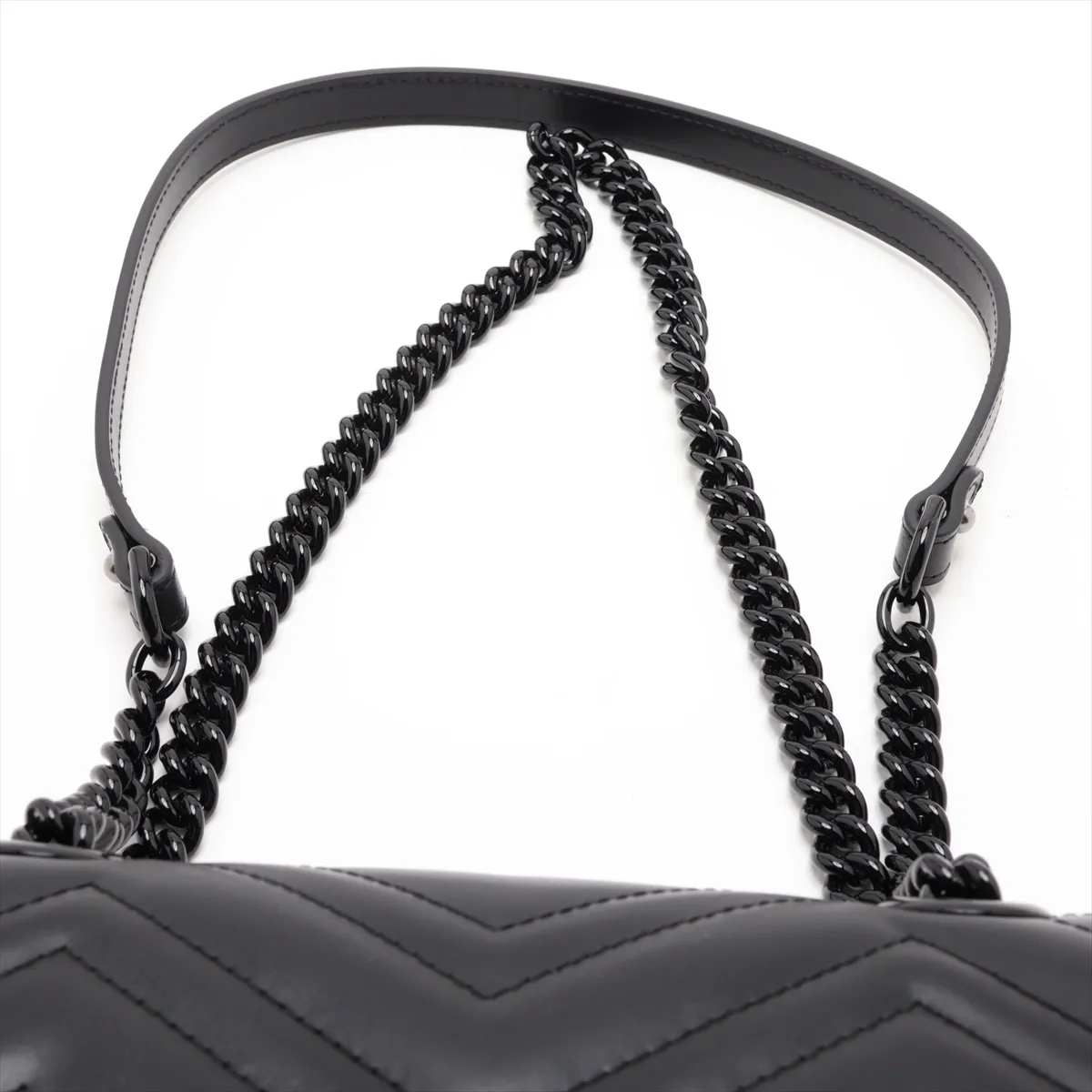 GG Marmont Leather Chain Shoulder Bag, Black, 446744 — view 6