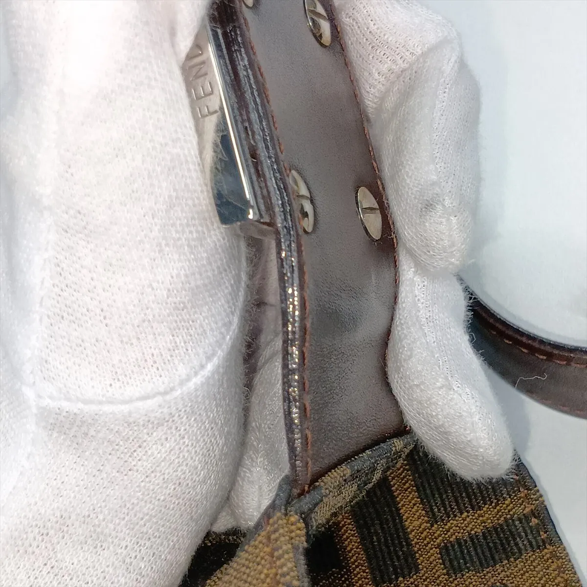 Zucca Canvas x Leather Shoulder Bag, Brown, 26725 — view 12