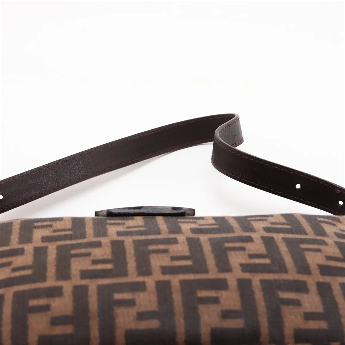 Zucca Canvas x Leather Shoulder Bag, Brown, 26725 — view 6