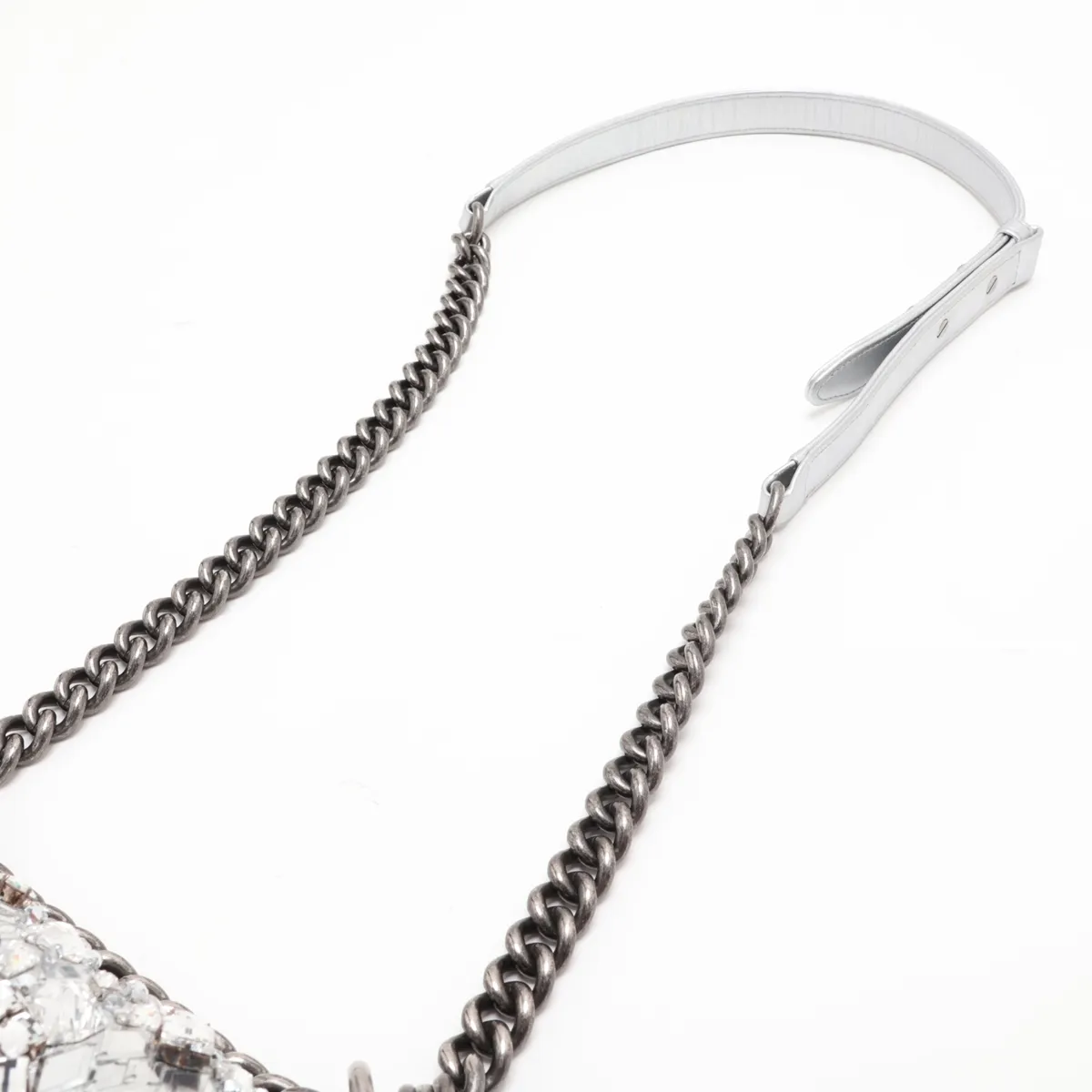 Boy Chanel 20 Small Bijou x Lambskin Chain Shoulder Bag, Silver with Gunmetal Hardware, 24284941, Serial Number 24, A67085 — view 5