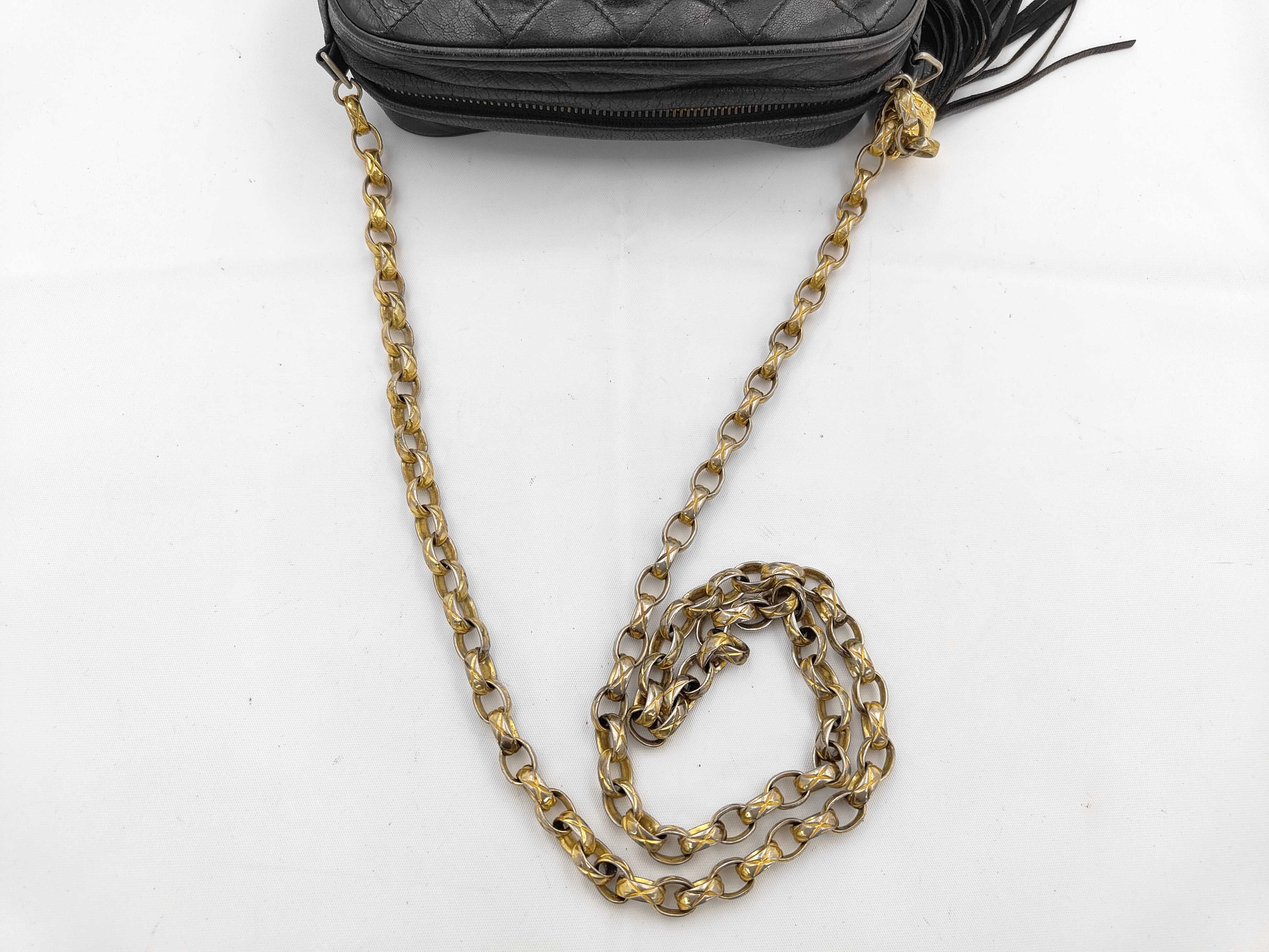 Matelassé fringed chain shoulder bag — view 3