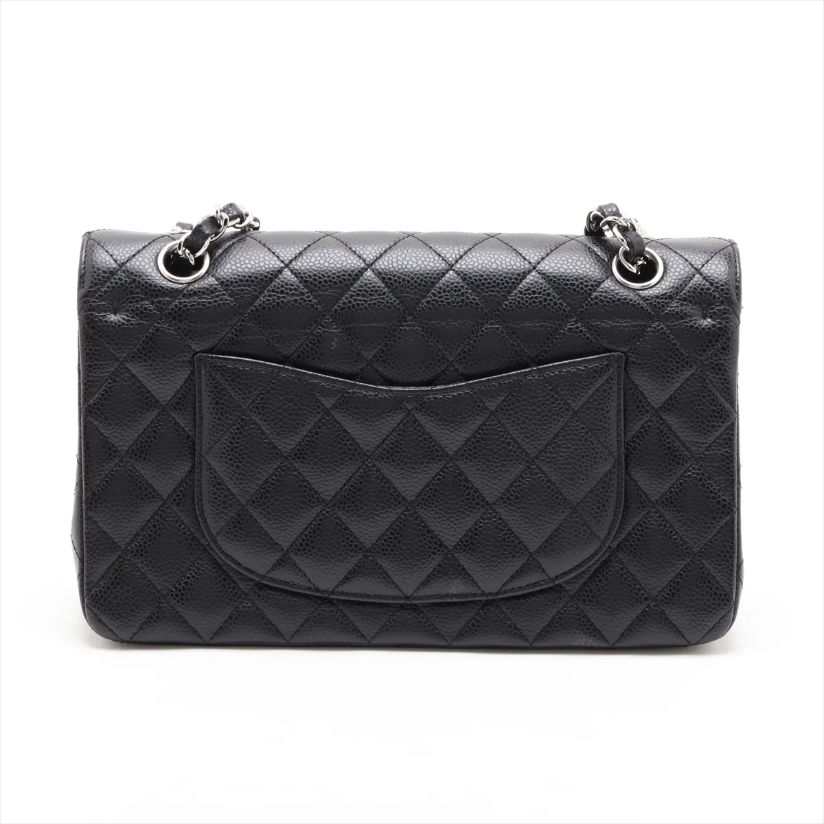 [Individually packaged] Chanel Matelassé 25 Caviar Skin Double Flap Double Chain Bag, Black with Silver Hardware, 12304340, Serial Number 12, A01112 — view 2