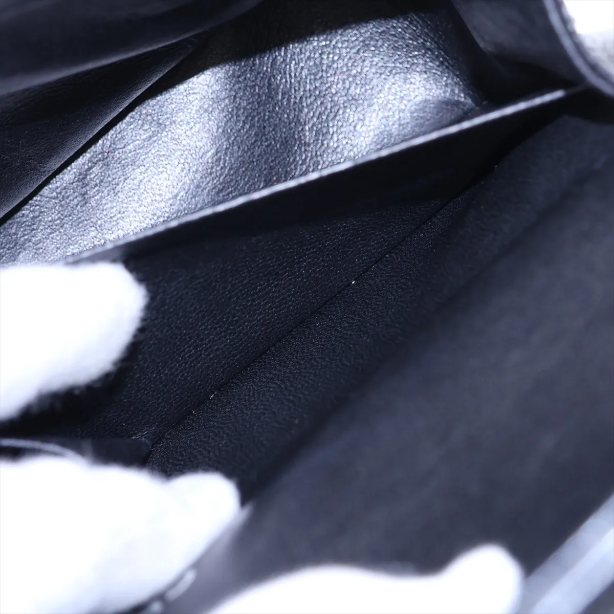 [Individually packaged] Chanel Matelassé 25 Caviar Skin Double Flap Double Chain Bag, Black with Silver Hardware, 12304340, Serial Number 12, A01112 — view 9
