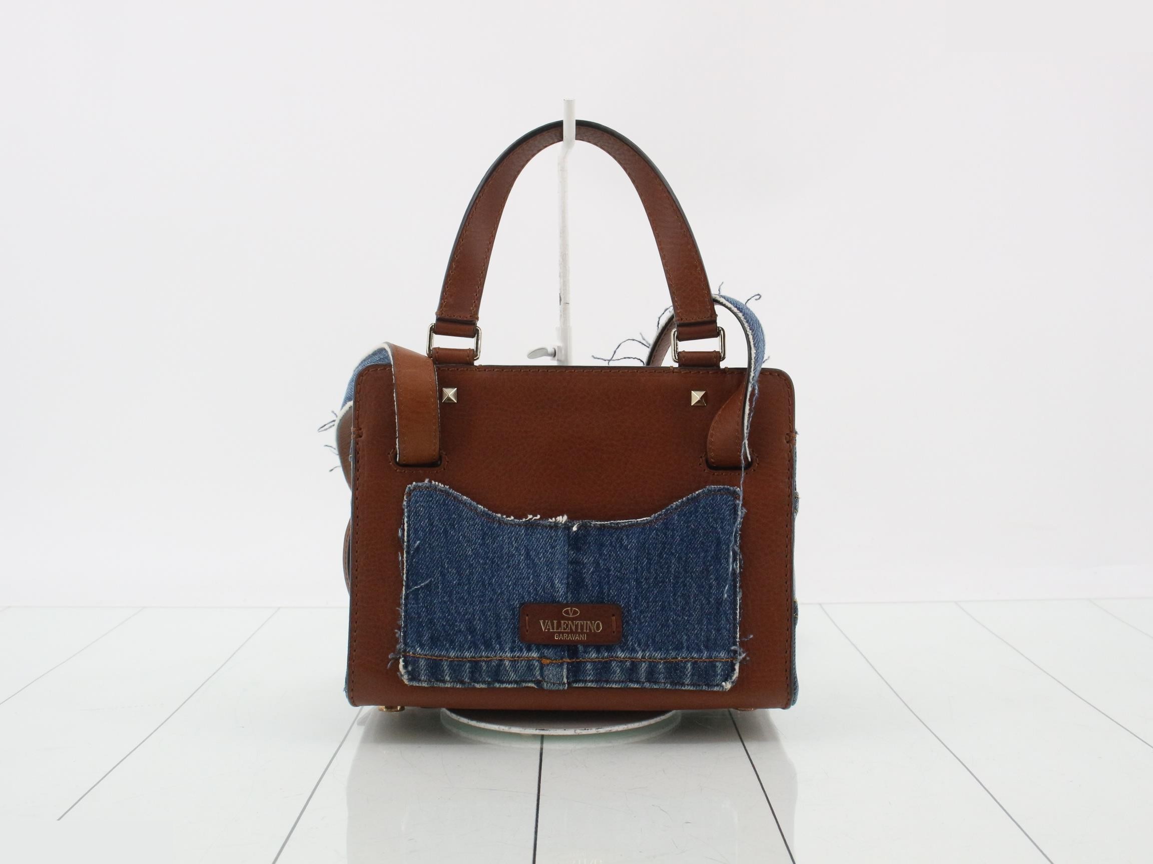 Denim/Leather Studded 2-Way Shoulder/Handbag — view 2