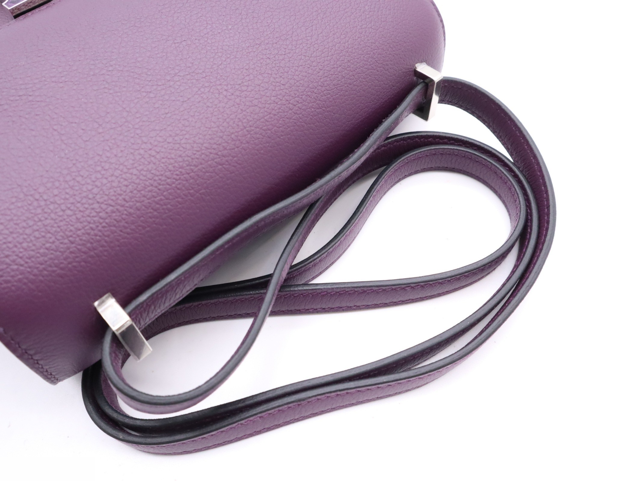 Leather Evercolor Constance 3 Mini 18 Shoulder Bag, Purple, Silver Hardware — view 6