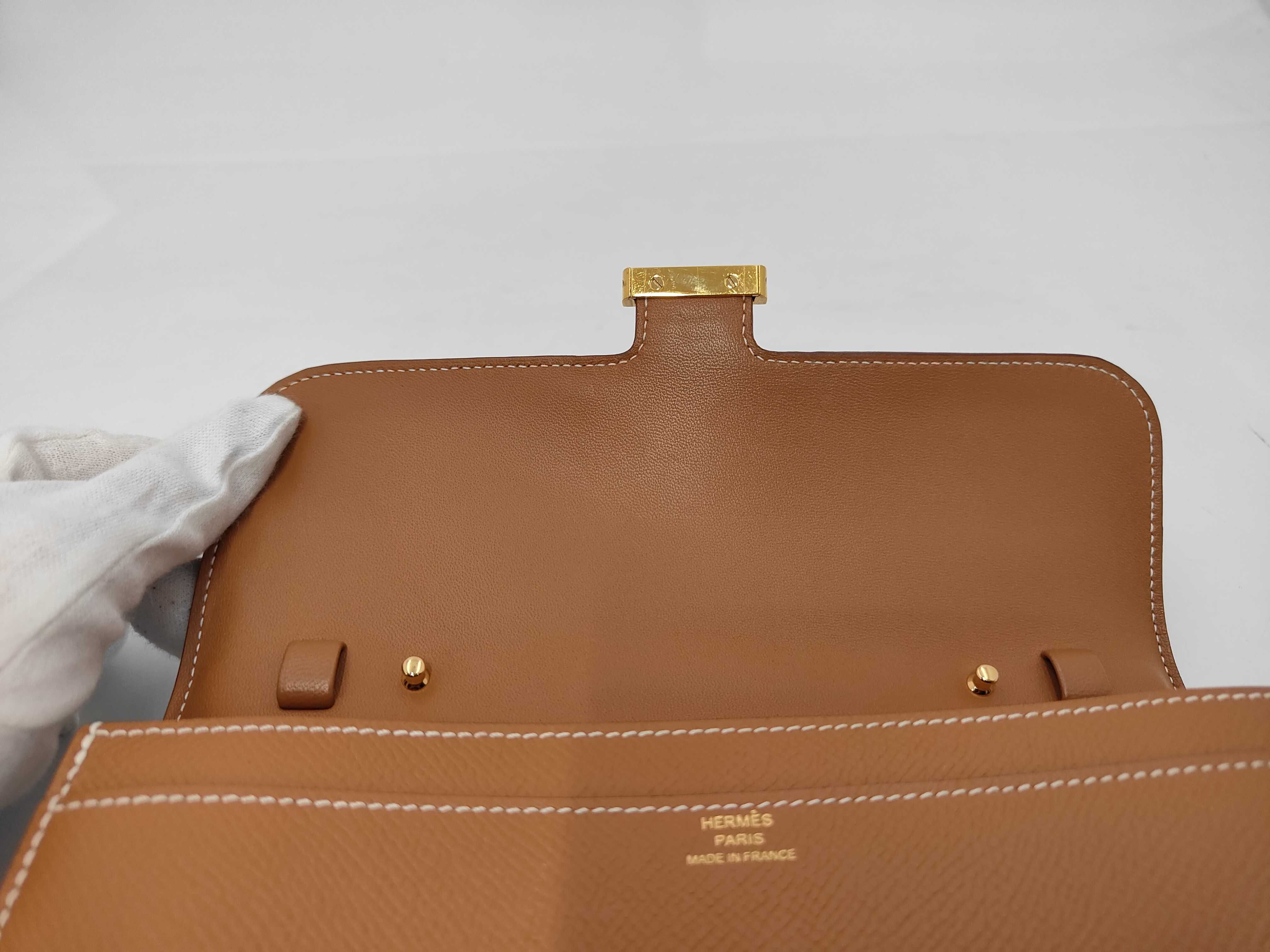 Constance To Go wallet, brown with gold hardware, Z stamp, no strap. — view 6