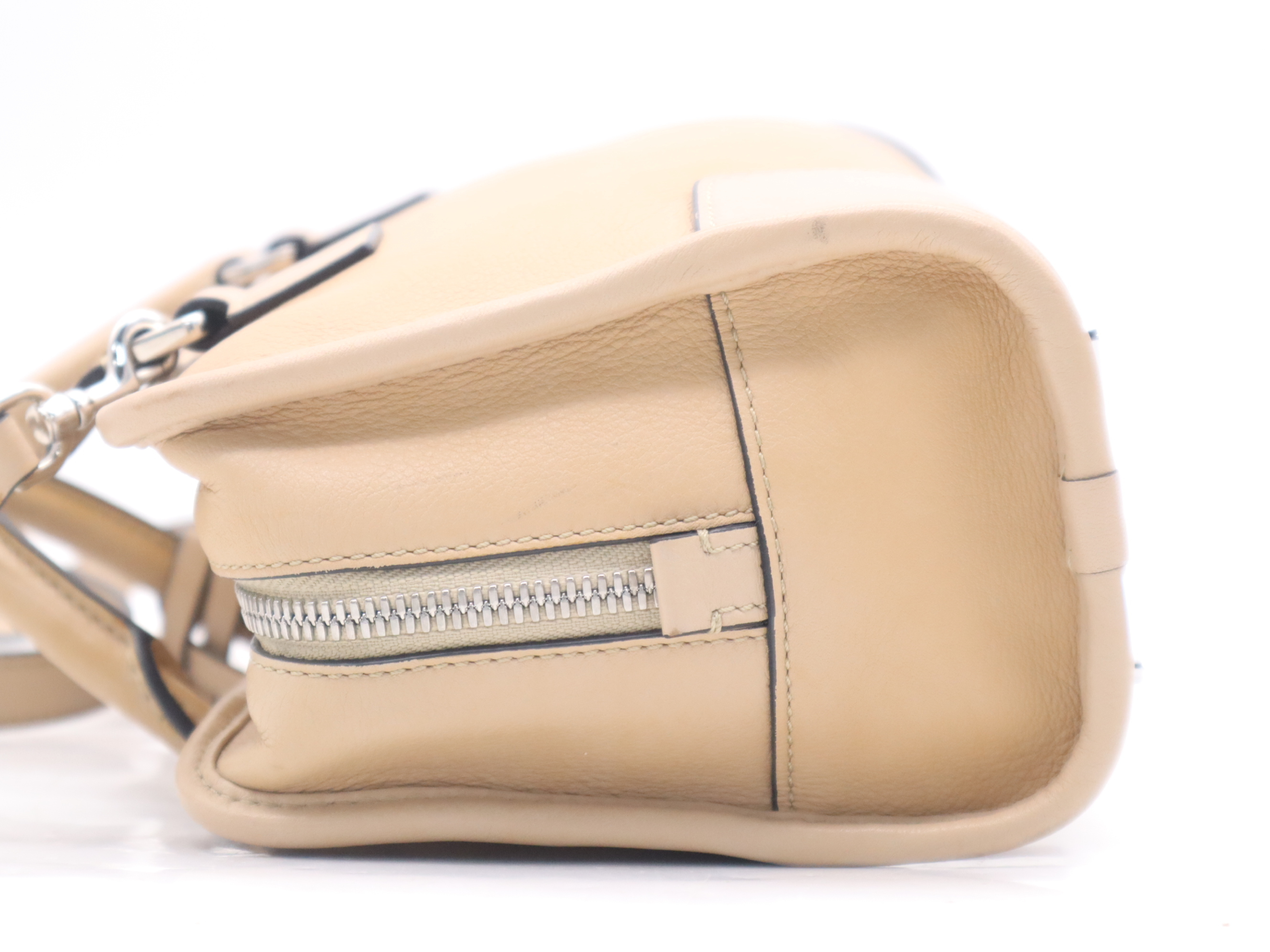 Leather Amazona 23 Handbag, Beige, Silver Hardware, with Shoulder Strap, Charm, and Dust Bag. — view 3