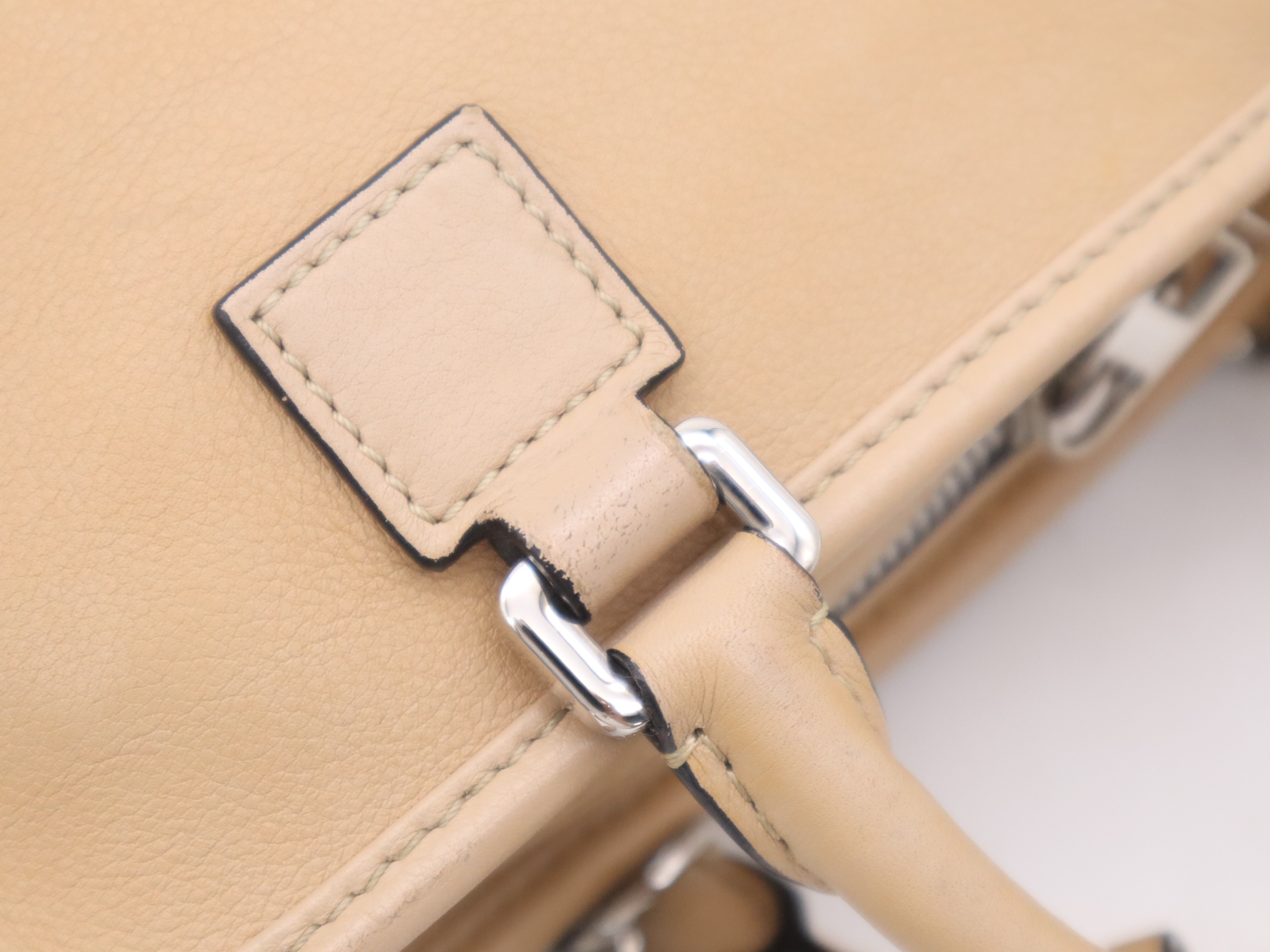 Leather Amazona 23 Handbag, Beige, Silver Hardware, with Shoulder Strap, Charm, and Dust Bag. — view 7