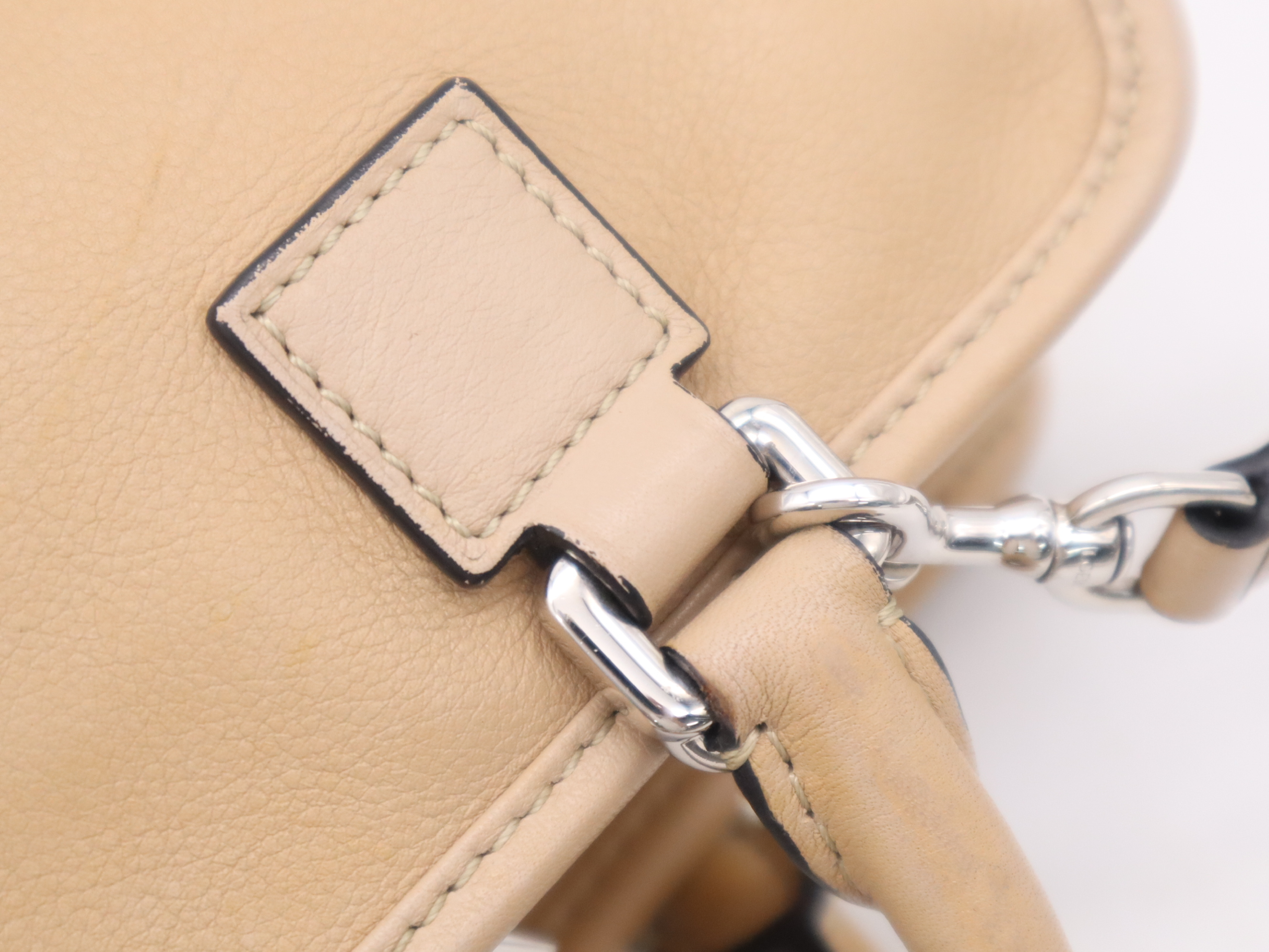 Leather Amazona 23 Handbag, Beige, Silver Hardware, with Shoulder Strap, Charm, and Dust Bag. — view 8