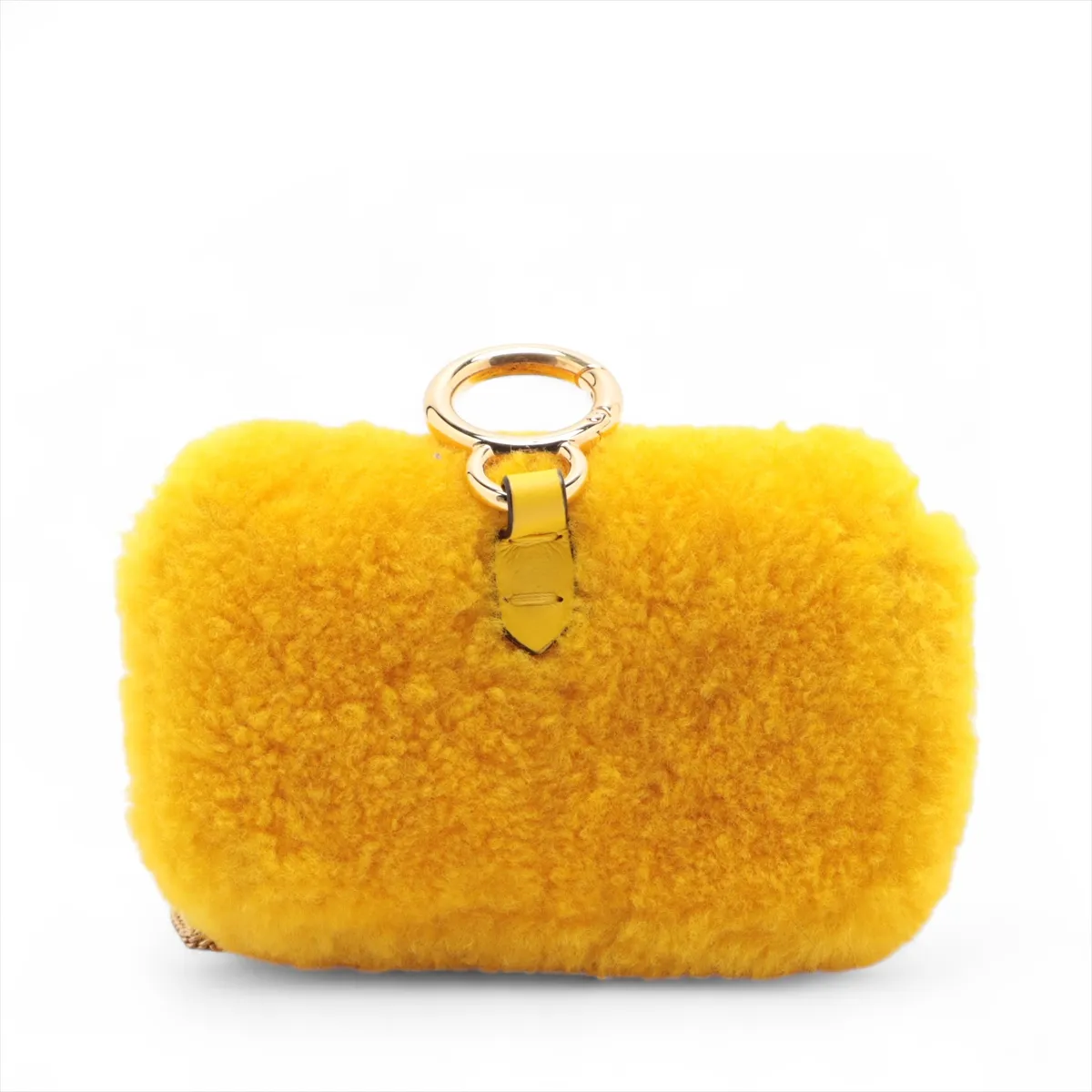 Nano Bucket Fur Chain Shoulder Bag, Yellow, 7AR844 — view 2