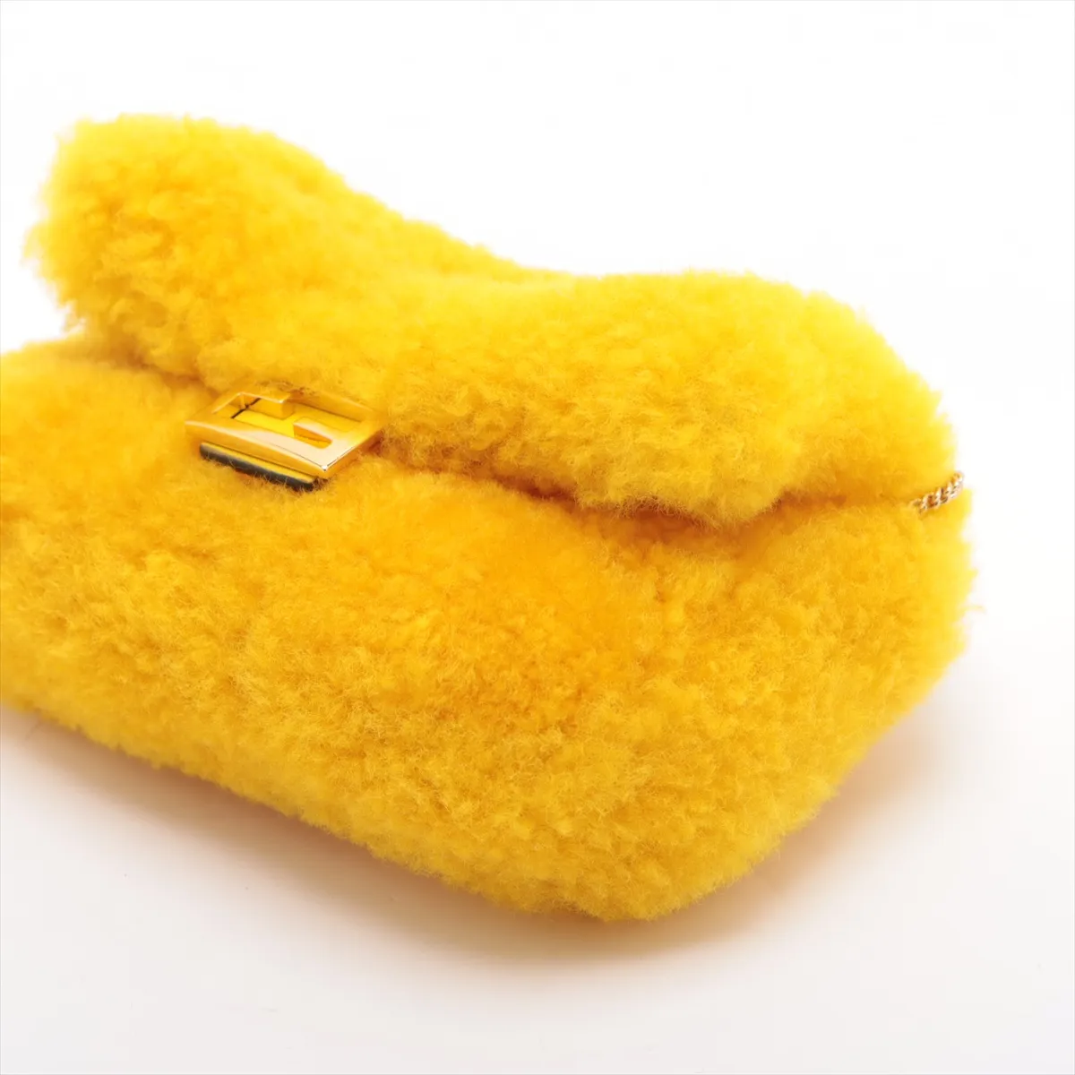 Nano Bucket Fur Chain Shoulder Bag, Yellow, 7AR844 — view 3