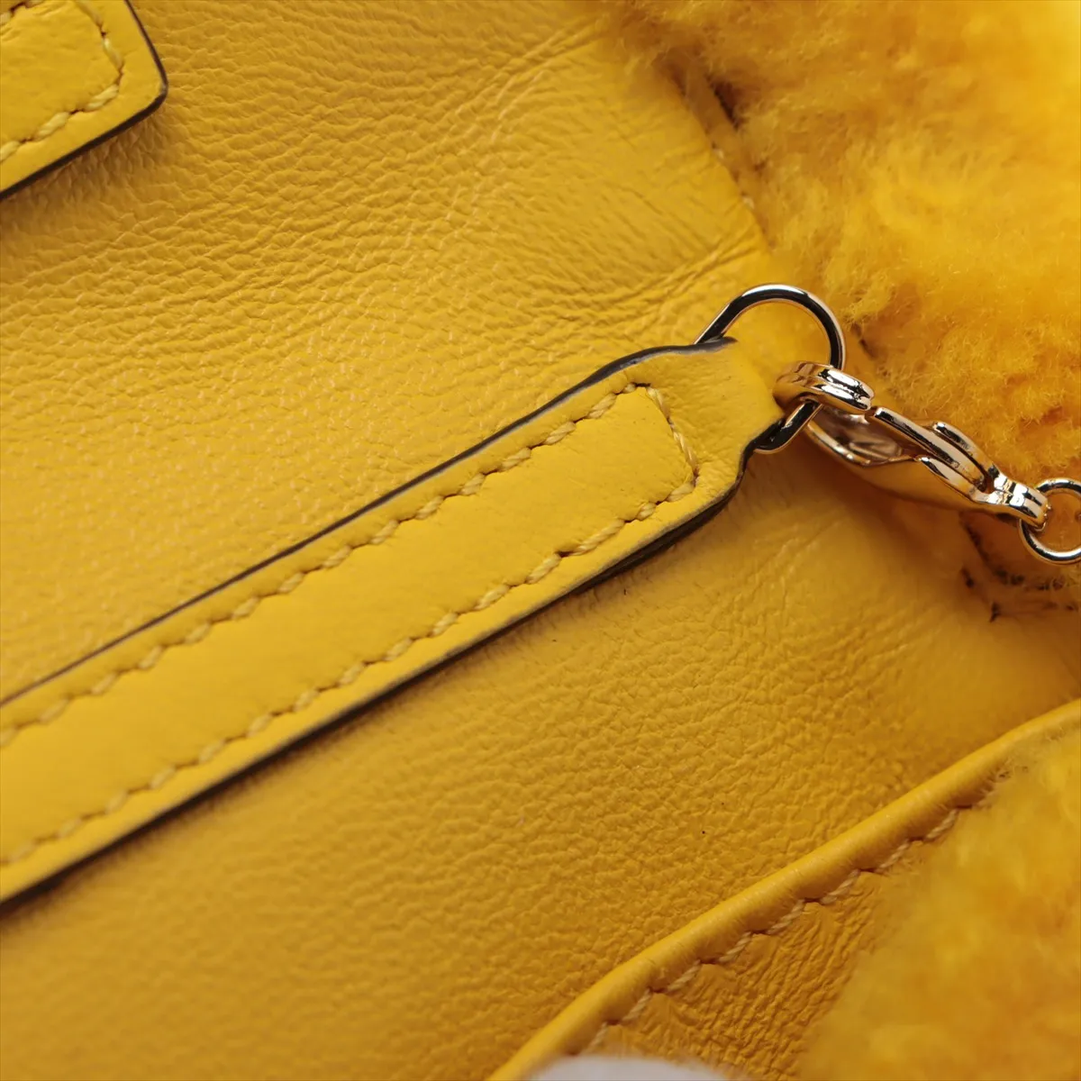 Nano Bucket Fur Chain Shoulder Bag, Yellow, 7AR844 — view 8