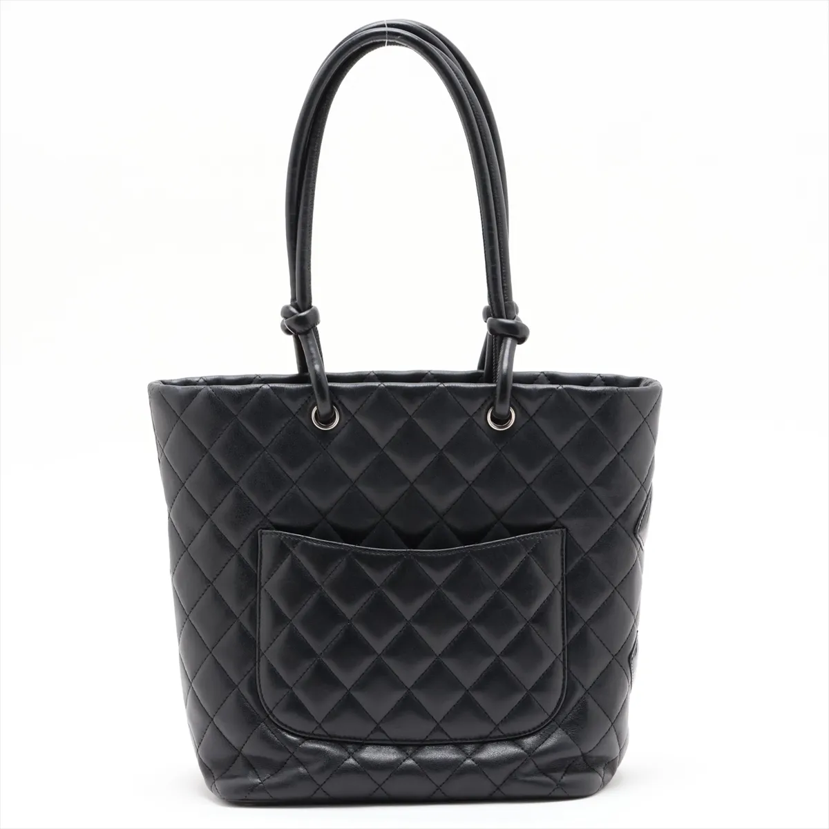 Cambon Line Lambskin x Patent Leather Tote Bag, Black, Silver Hardware, 10135321 (Serial Number in the 10s) — view 2