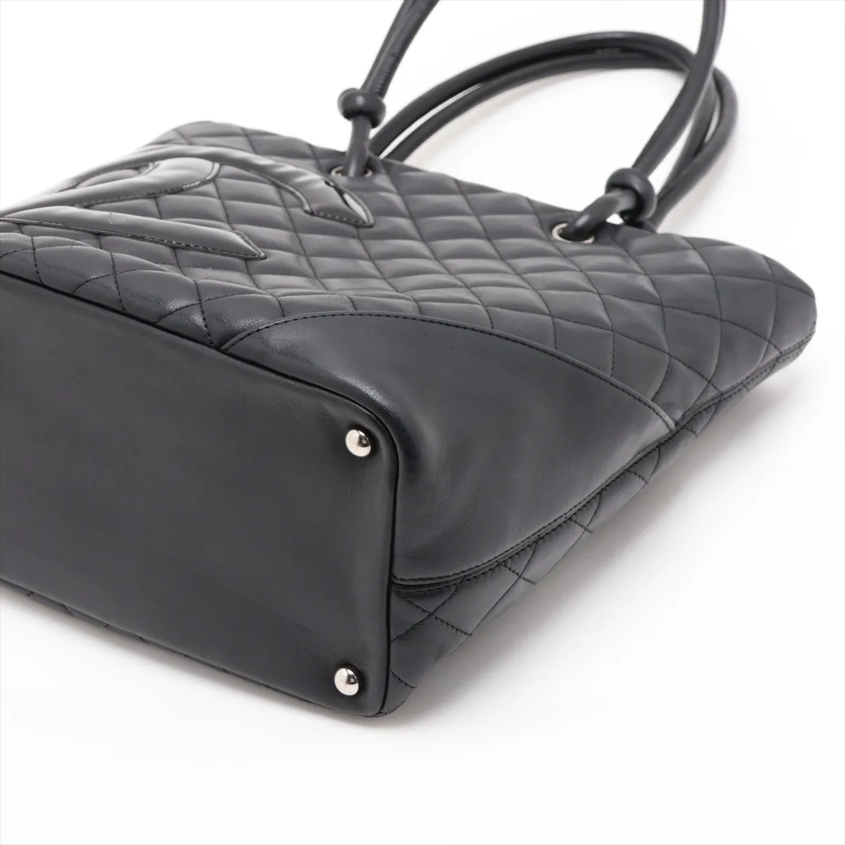 Cambon Line Lambskin x Patent Leather Tote Bag, Black, Silver Hardware, 10135321 (Serial Number in the 10s) — view 3