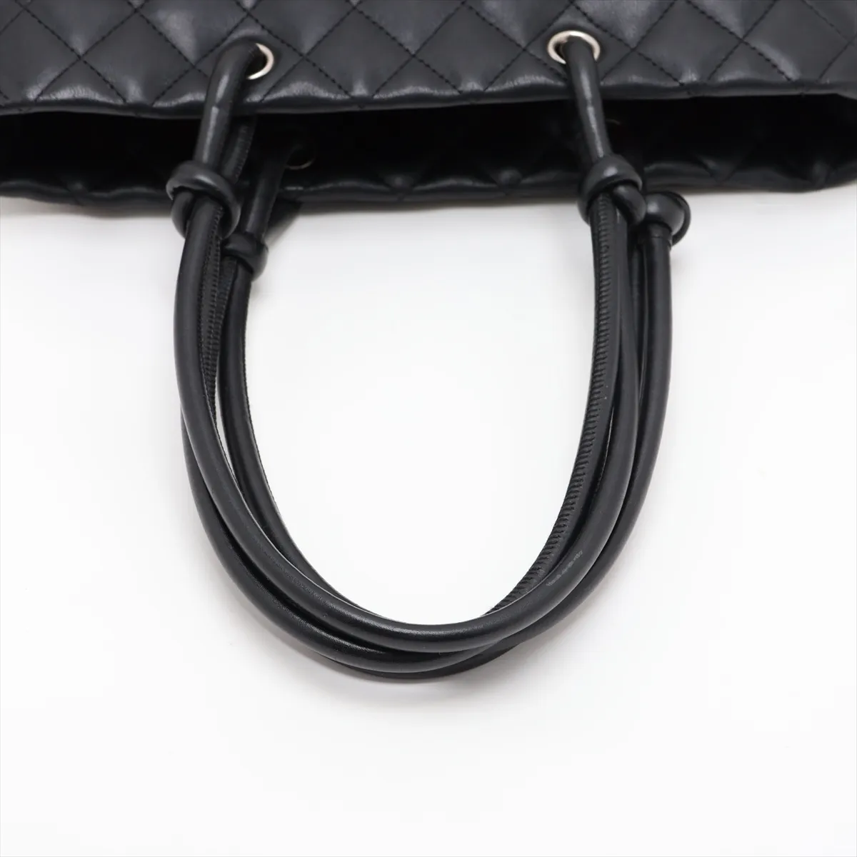 Cambon Line Lambskin x Patent Leather Tote Bag, Black, Silver Hardware, 10135321 (Serial Number in the 10s) — view 5