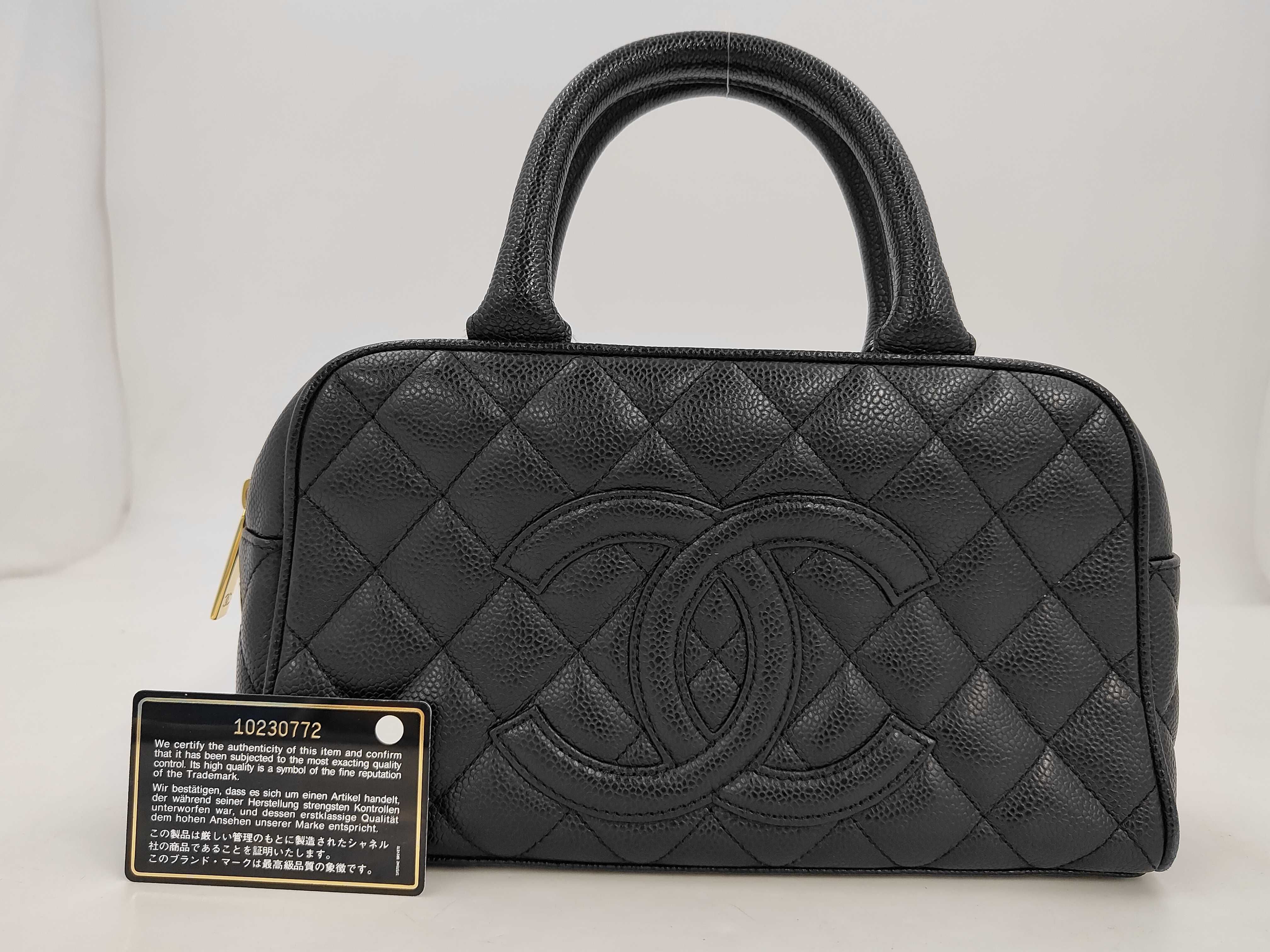 Matelassé Caviar Skin Mini Boston Bag, with Guarantee and Serial Number Seal, Serial Number in the 10s, Handbag